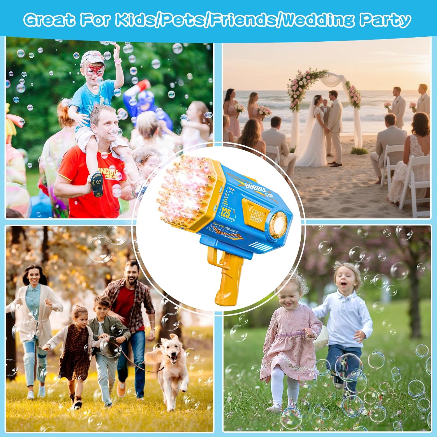 Bubble Gun, 69 Holes Bubble Machine Bubbles Kids Toys 