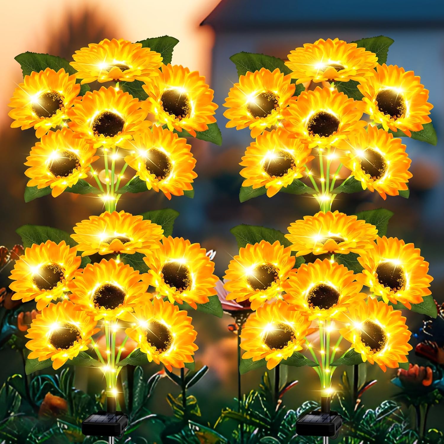 Solar Sunflower Garden Lights (2-Pack) | Waterproof Outdoor Decor 🌻✨
