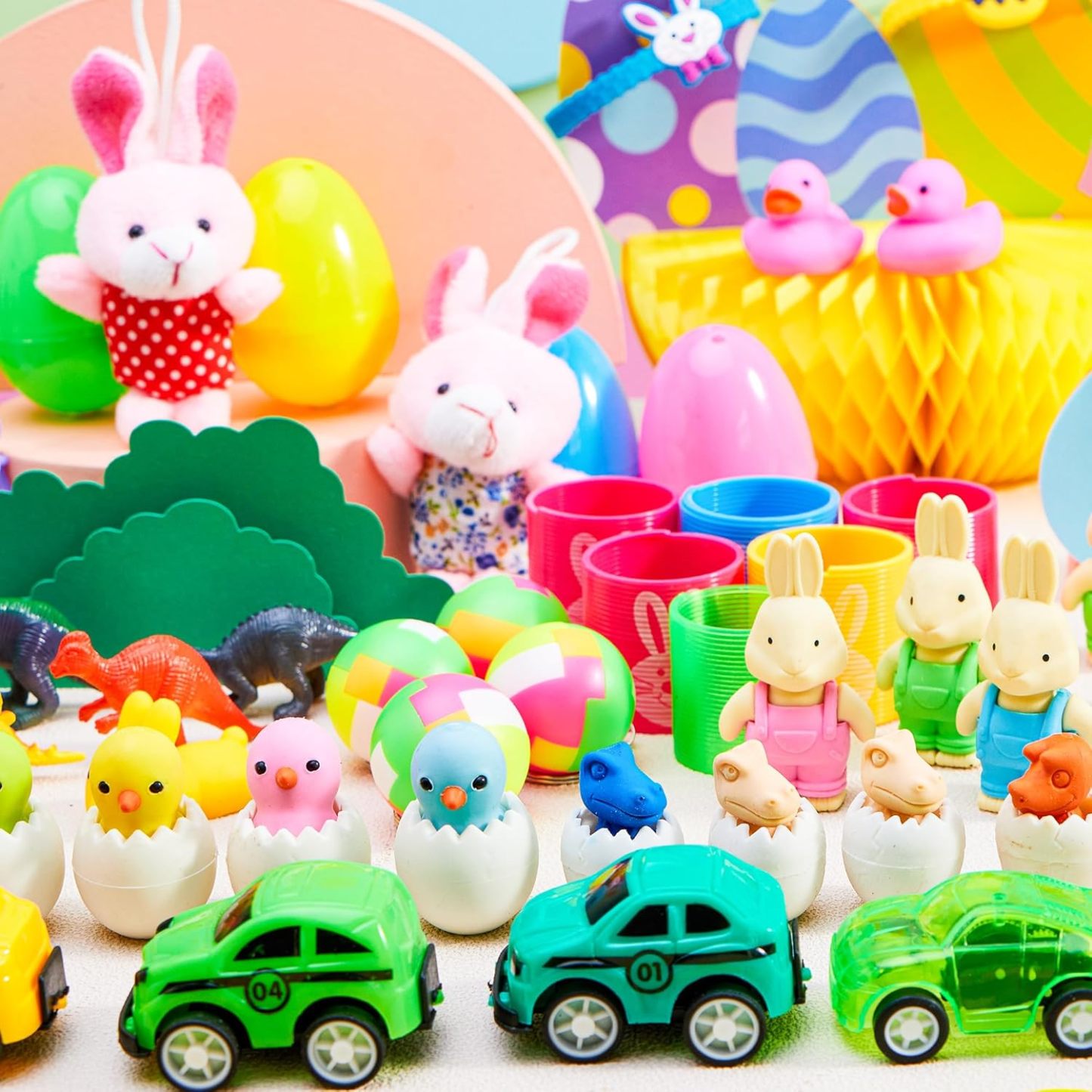 ⏰ LAST DAY 60% OFF 💥 100 Pcs Prefilled Easter Eggs with Toys Plus Stickers, Filled with Toys Party Favors for Kids Boys Girls Easter Eggs Hunt, Basket Stuffers Fillers, Classroom Prize Supplies