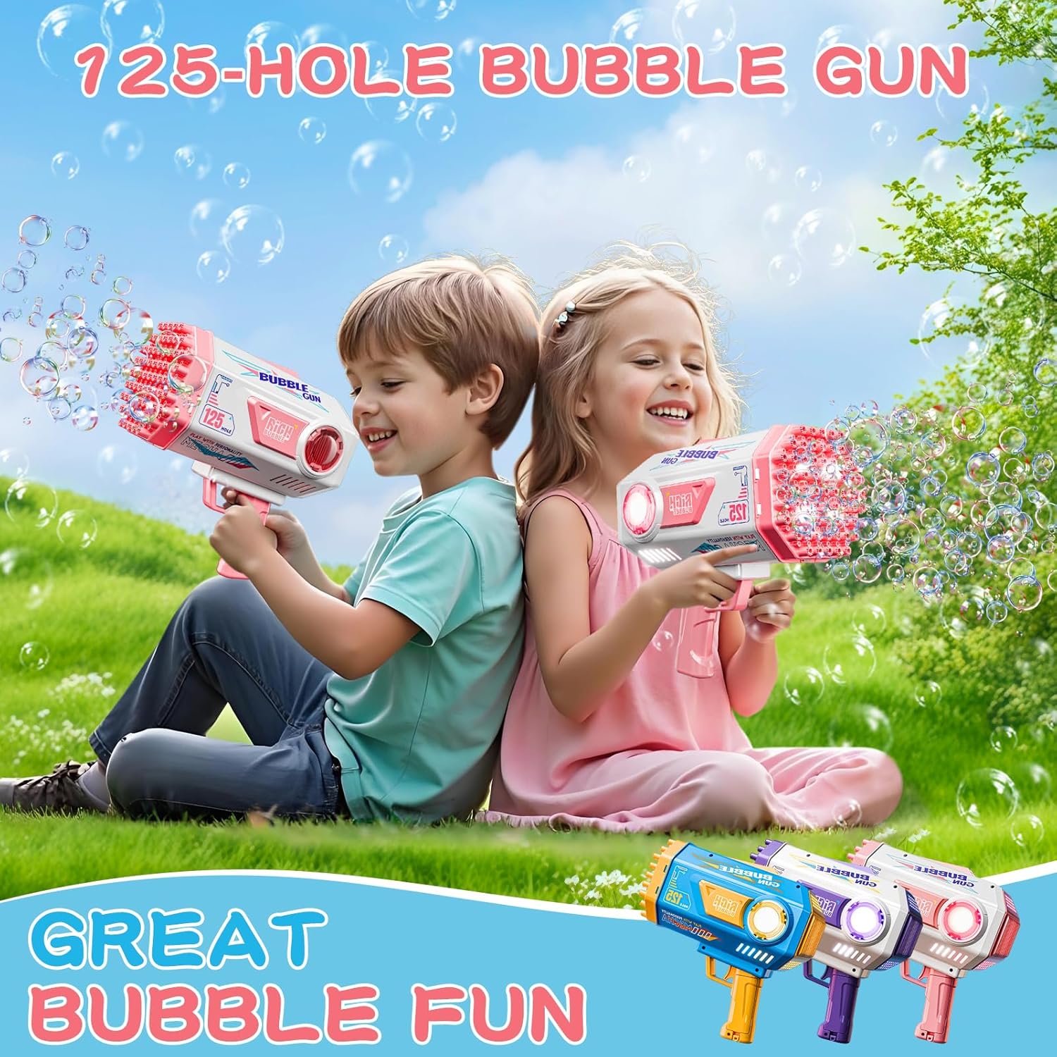 Bubble Gun, 69 Holes Bubble Machine Bubbles Kids Toys 
