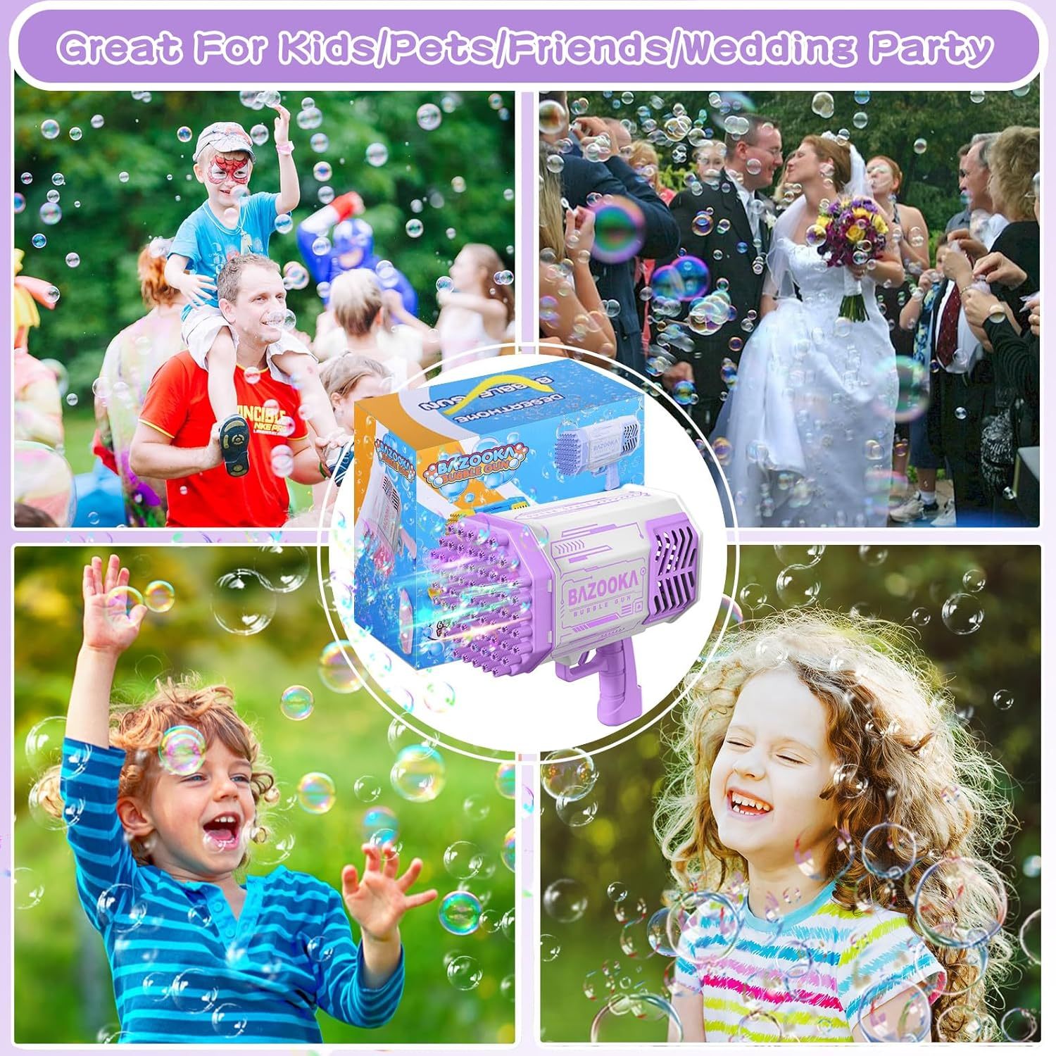 Bubble Gun, 69 Holes Bubble Machine Bubbles Kids Toys 