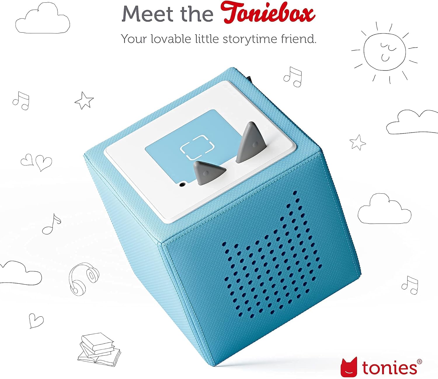 Toniebox 1 Audio Player Starter Set with Playtime Puppy - Listen, Learn, and Play with One Huggable Little Box - Light Blue