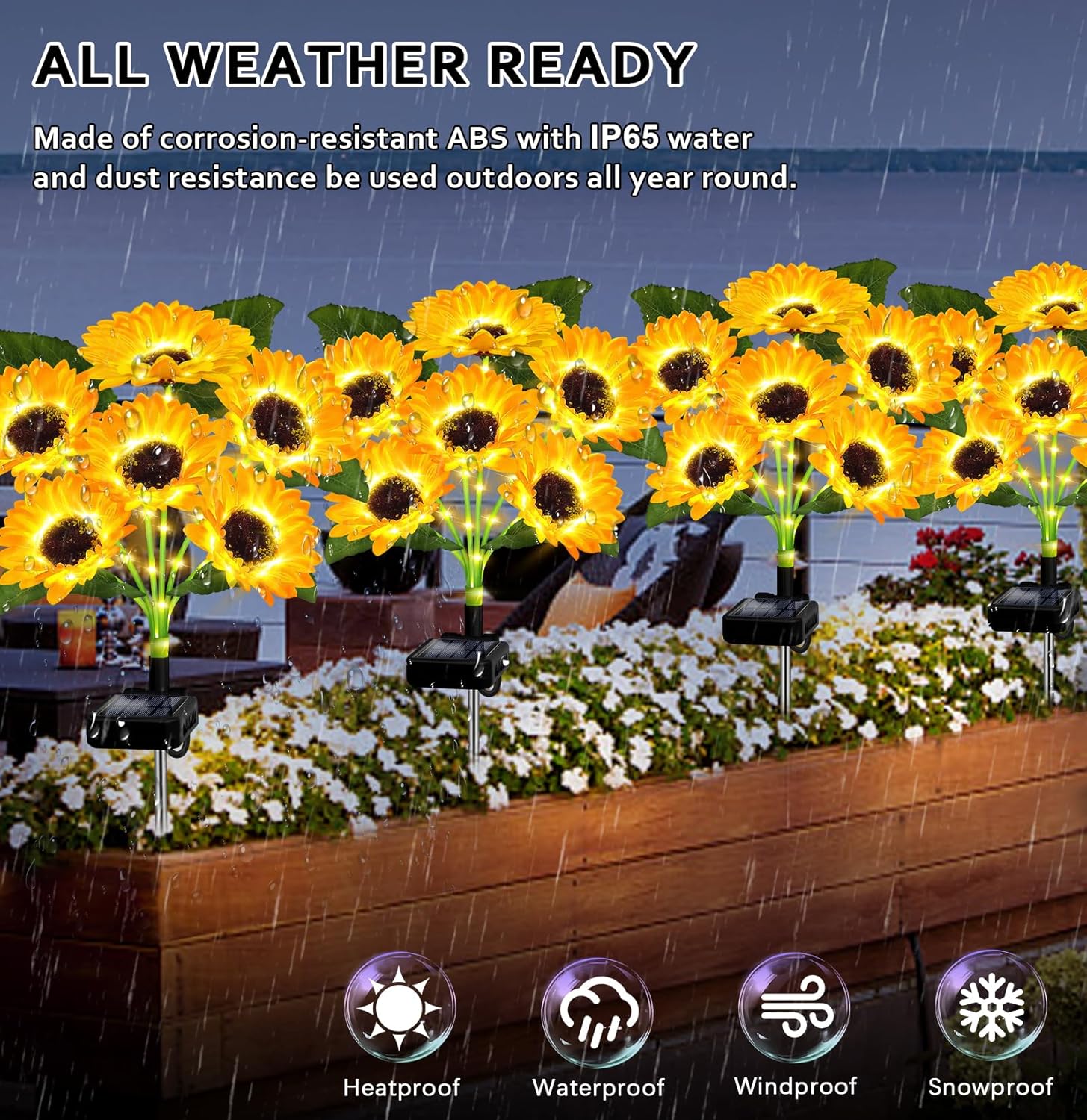 Solar Sunflower Garden Lights (2-Pack) | Waterproof Outdoor Decor 🌻✨