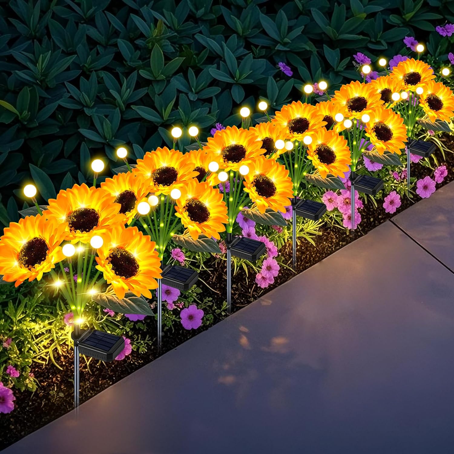 Solar Sunflower Garden Lights (2-Pack) | Waterproof Outdoor Decor 🌻✨