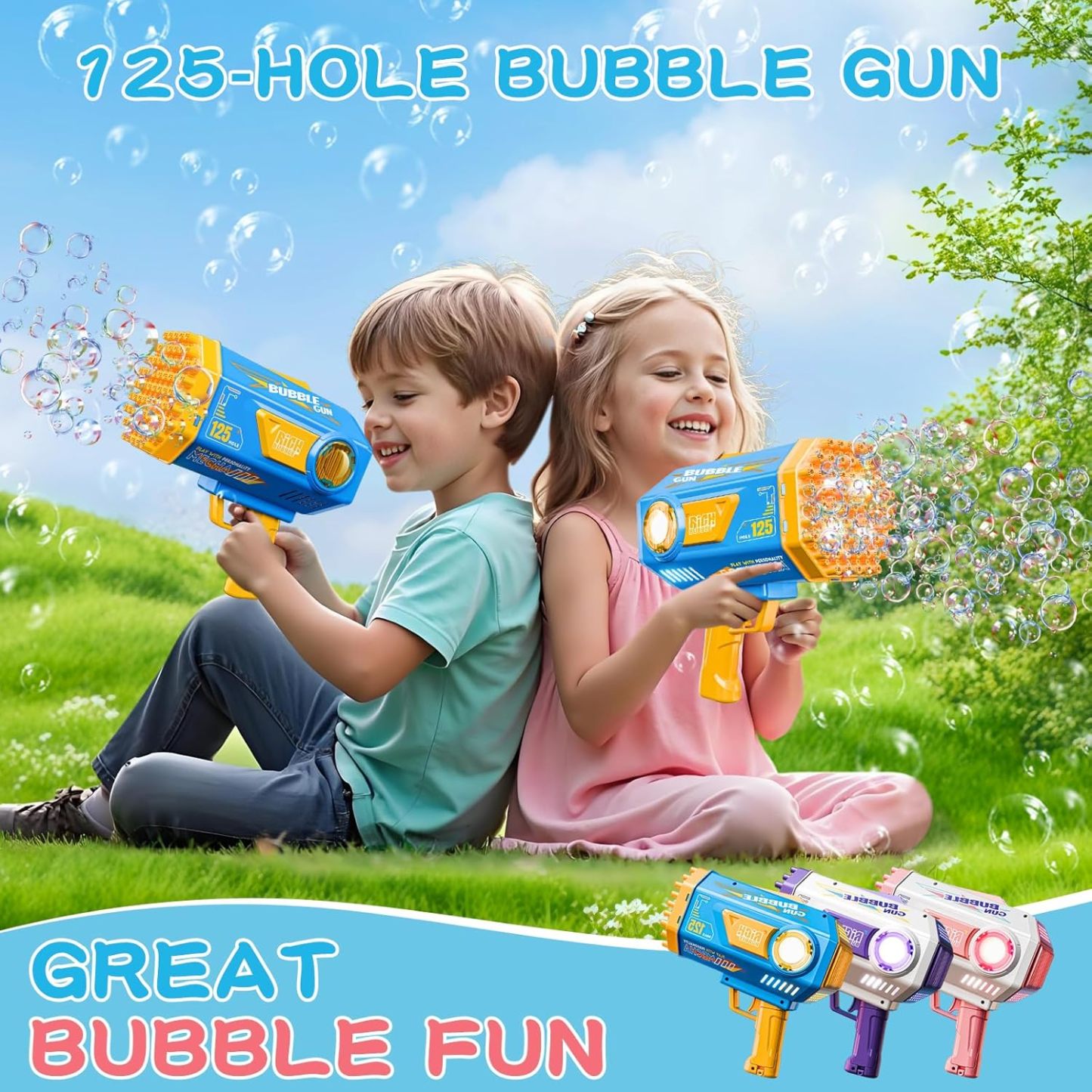Bubble Gun, 69 Holes Bubble Machine Bubbles Kids Toys 