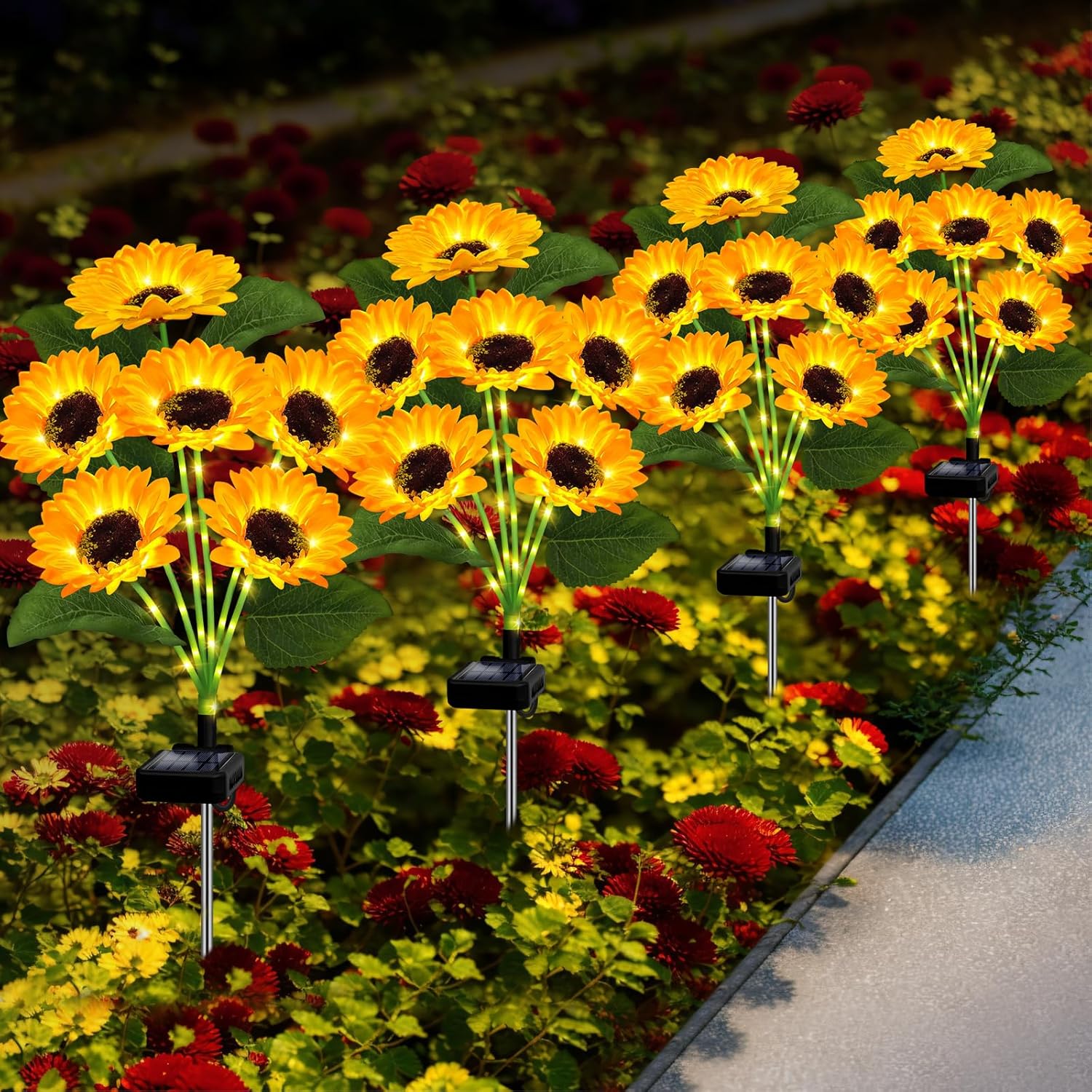 Solar Sunflower Garden Lights (2-Pack) | Waterproof Outdoor Decor 🌻✨