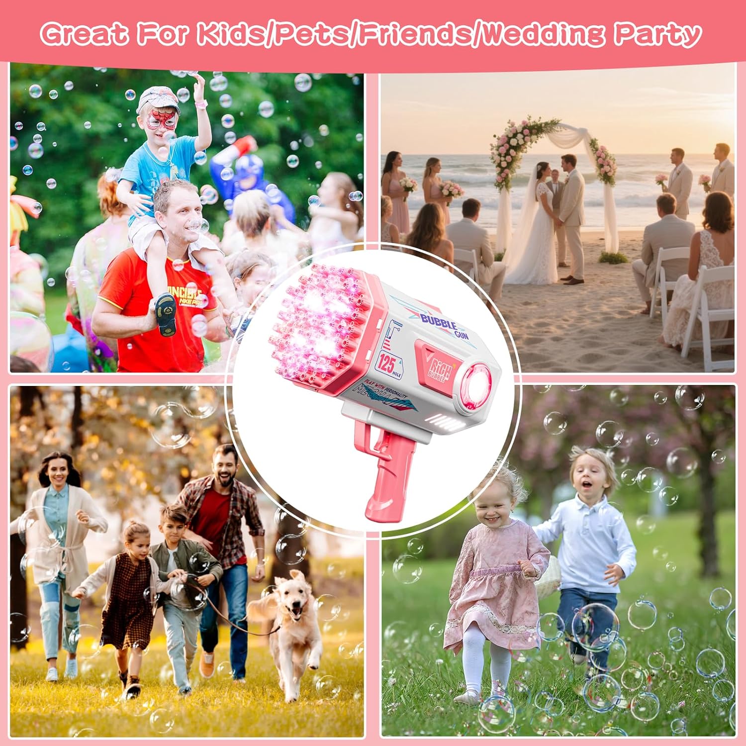 Bubble Gun, 69 Holes Bubble Machine Bubbles Kids Toys 