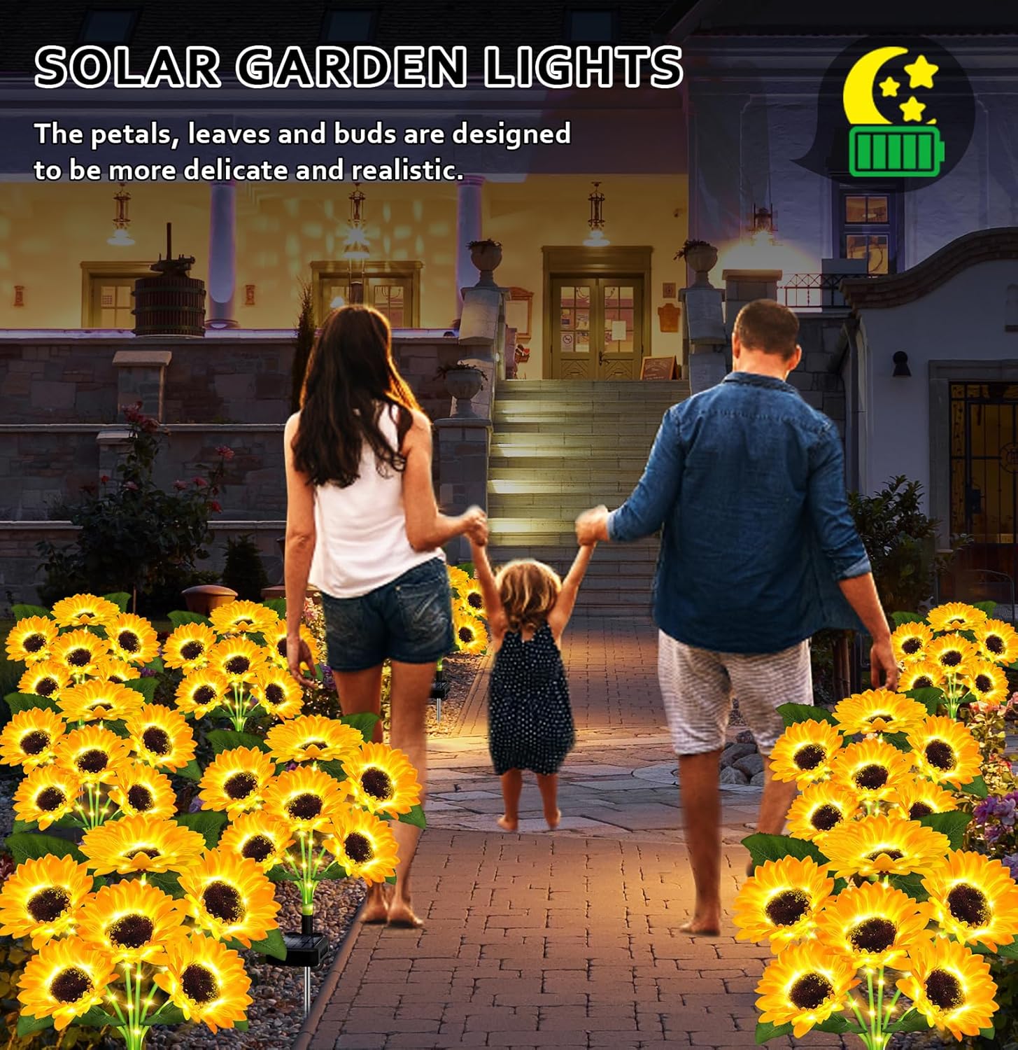 Solar Sunflower Garden Lights (2-Pack) | Waterproof Outdoor Decor 🌻✨