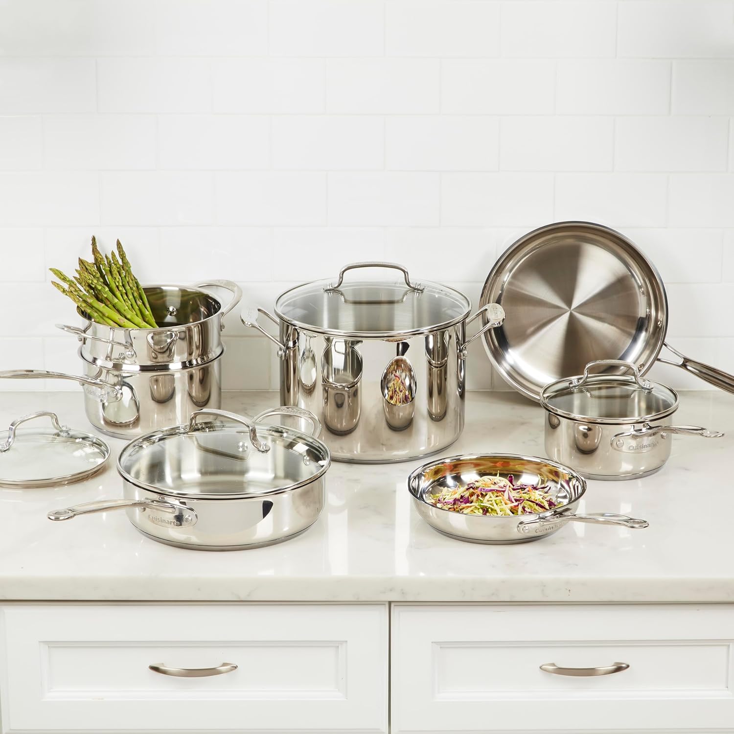 Premium 11-Piece Stainless Steel Cookware Set - Professional Induction-Safe Pots and Pans
