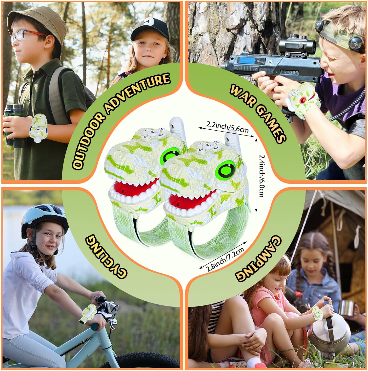 ⏰ LAST DAY 60% OFF 💥 Walkie Talkies for Kids 2 Packs, Kids Toys for Boys Girls Aged 3 to 8 Years Old for Outdoor Adventure, Camping, Halloween, Christmas, Birthday Gifts (Blue, Dinosaur)