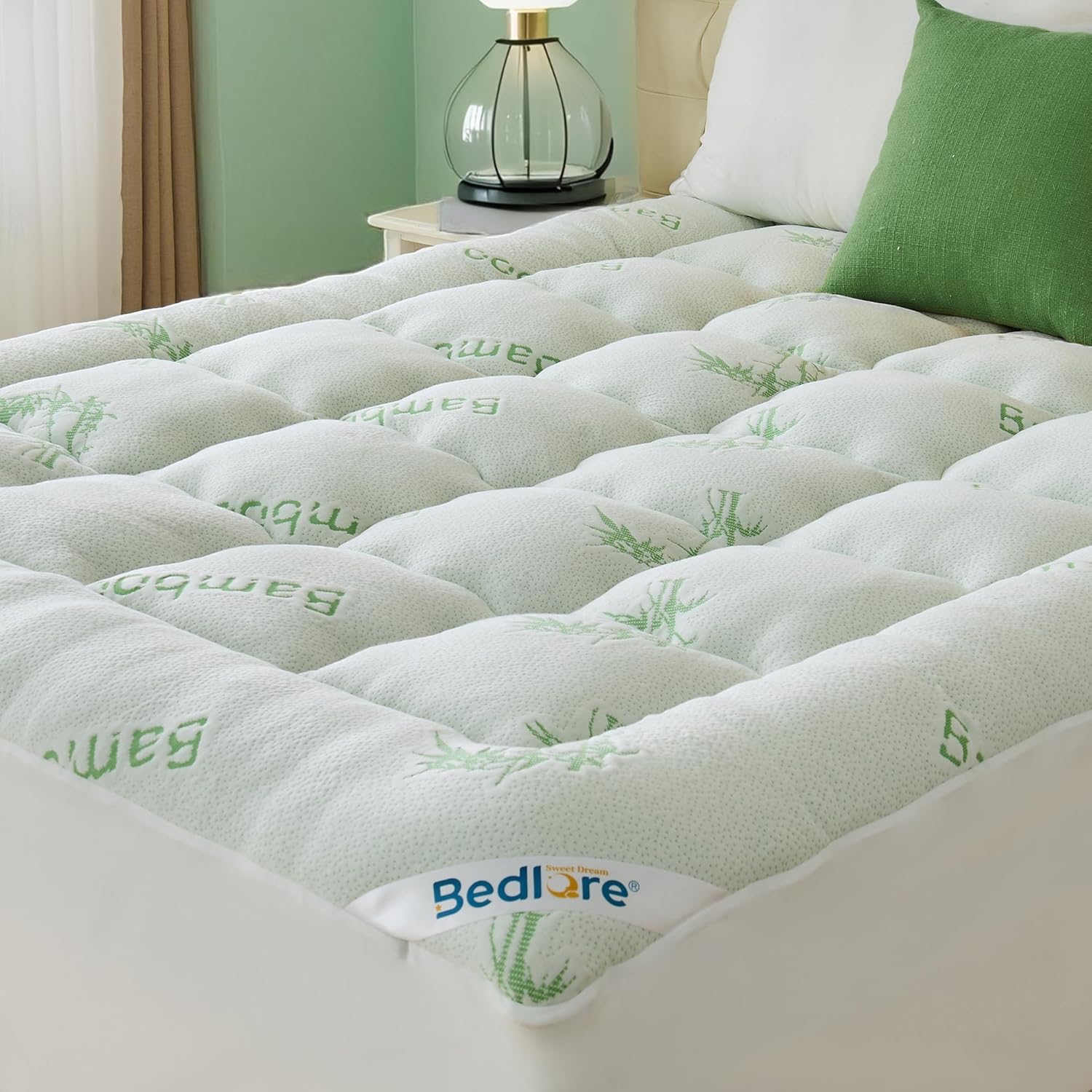 BEDLORE Queen Mattress Topper Viscose Derived from Bamboo, Thick Pillow Top Mattress Pad with Stretchable Pockets for 6-18 inches Mattress, Soft Mattress Topper for Back Pain Relief(Dark Gray)
