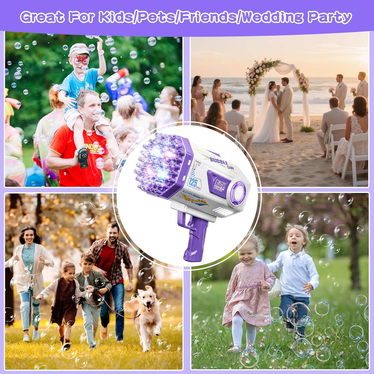 Bubble Gun, 69 Holes Bubble Machine Bubbles Kids Toys 