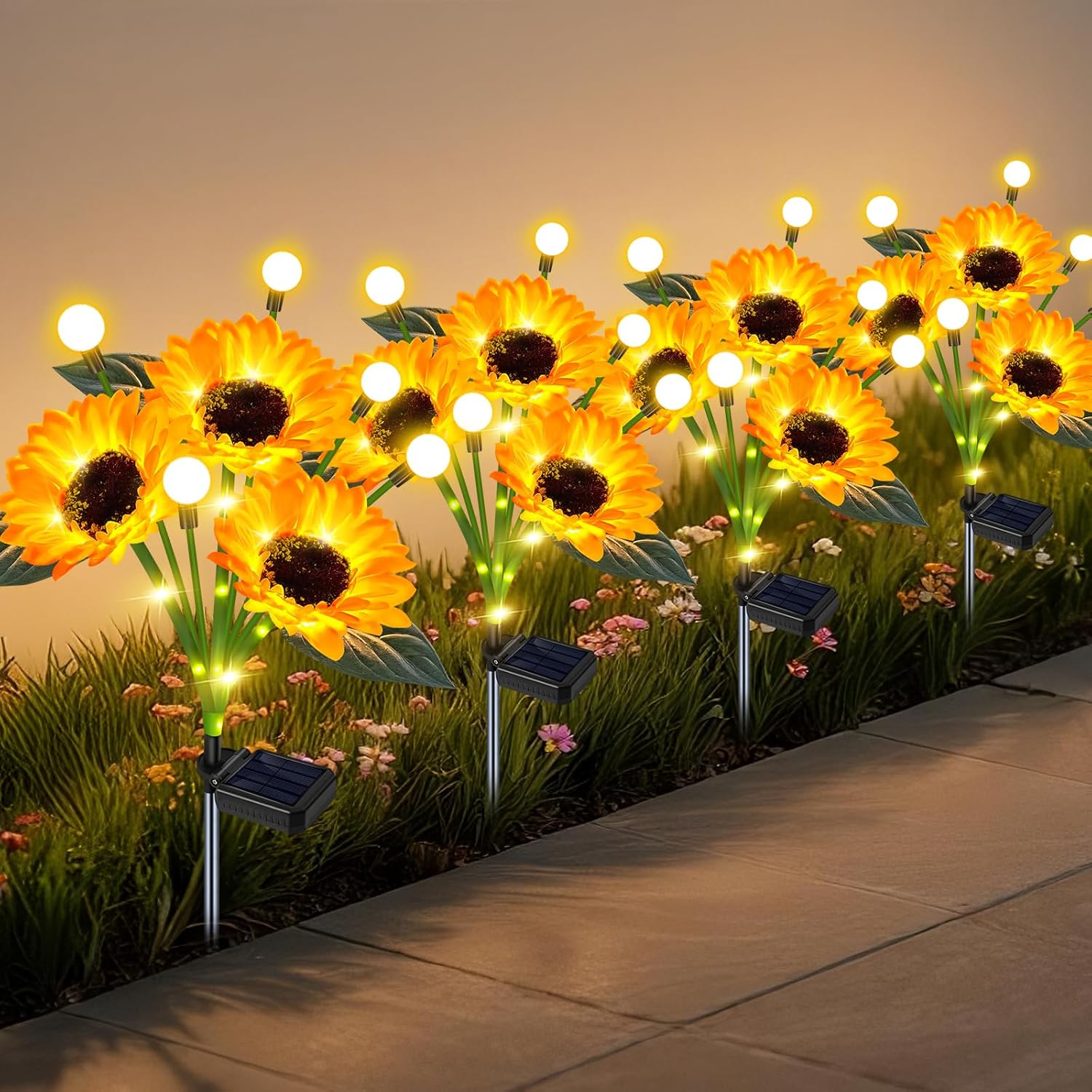 Solar Sunflower Garden Lights (2-Pack) | Waterproof Outdoor Decor 🌻✨