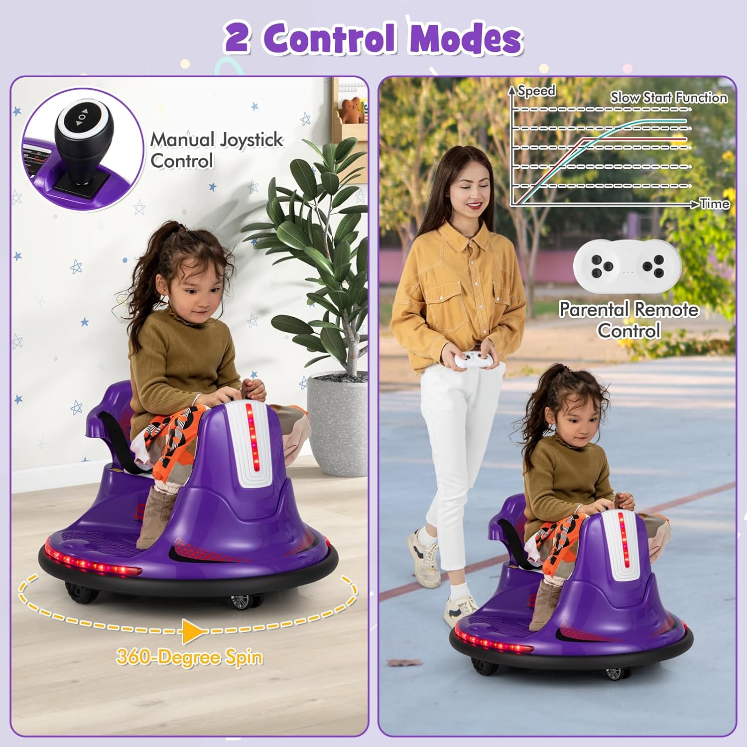 ⏰ LAST DAY 80% OFF 💥  12V Kids Ride On Bumper Car, Electric Bumper Car w/Dual Joysticks, Remote Control, 360° Spin, Slow Start Function, LED Lights & Fun Music, Adjustable Safety Belt, Soft Bumper (Pink)