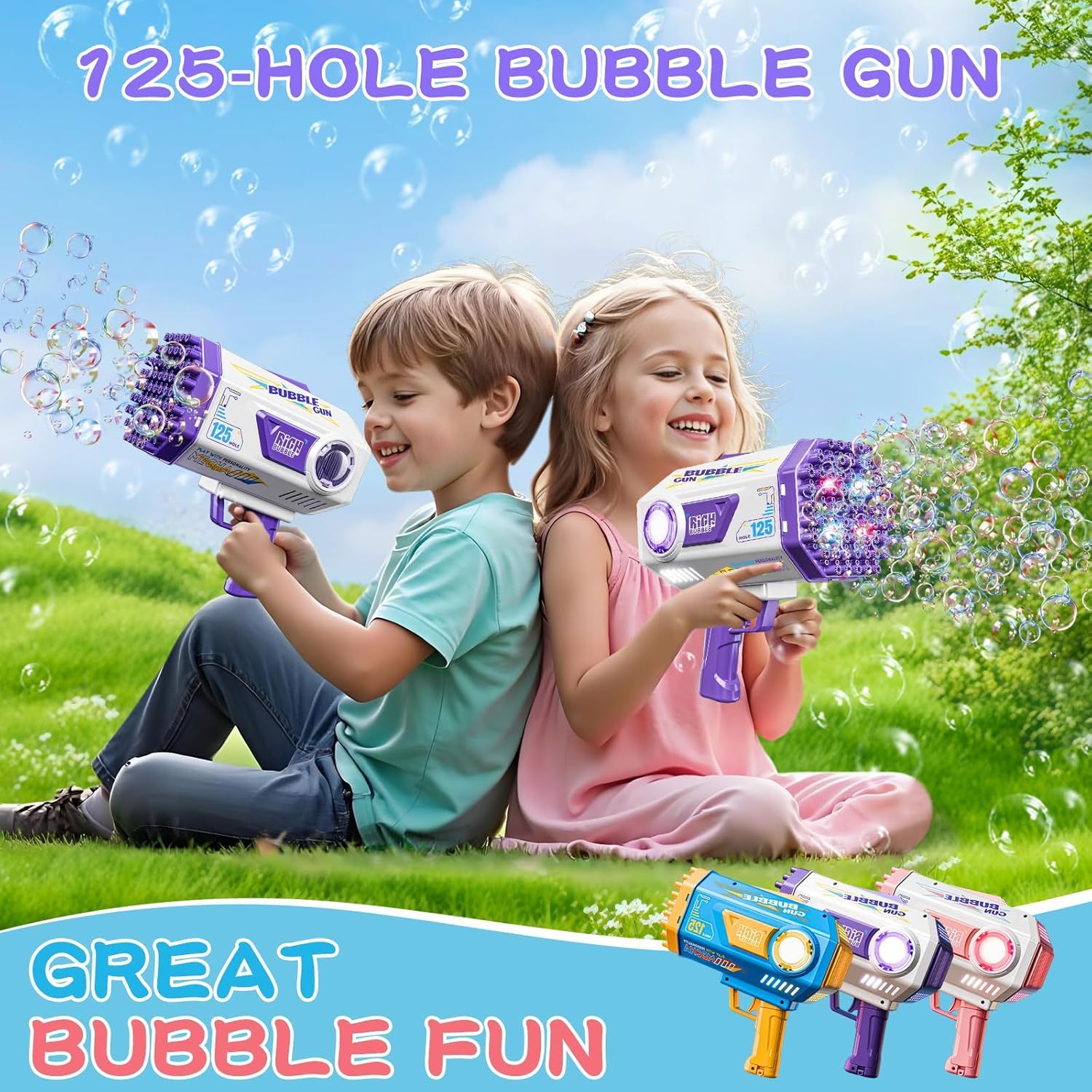 Bubble Gun, 69 Holes Bubble Machine Bubbles Kids Toys 