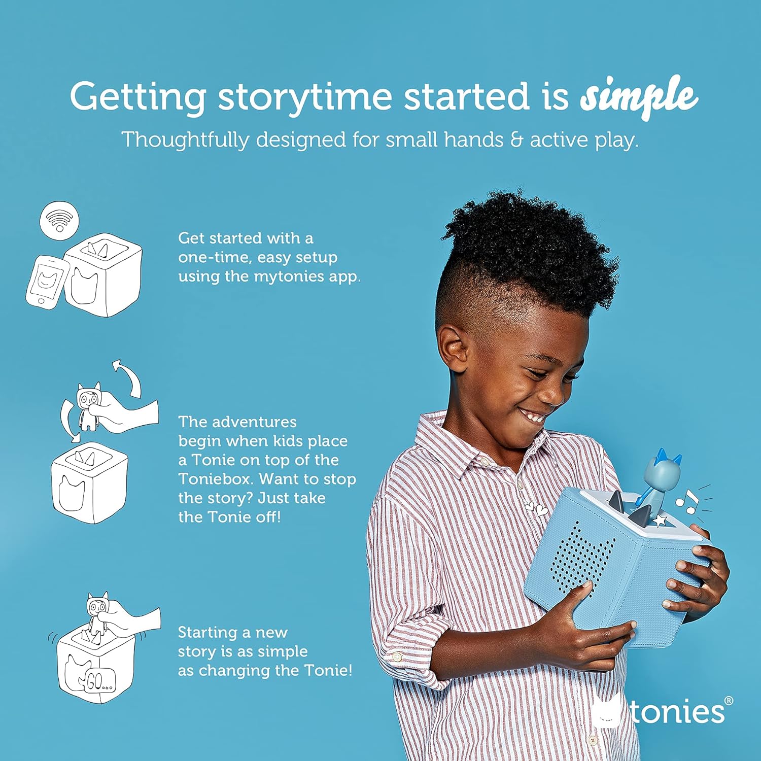 Toniebox 1 Audio Player Starter Set with Playtime Puppy - Listen, Learn, and Play with One Huggable Little Box - Light Blue