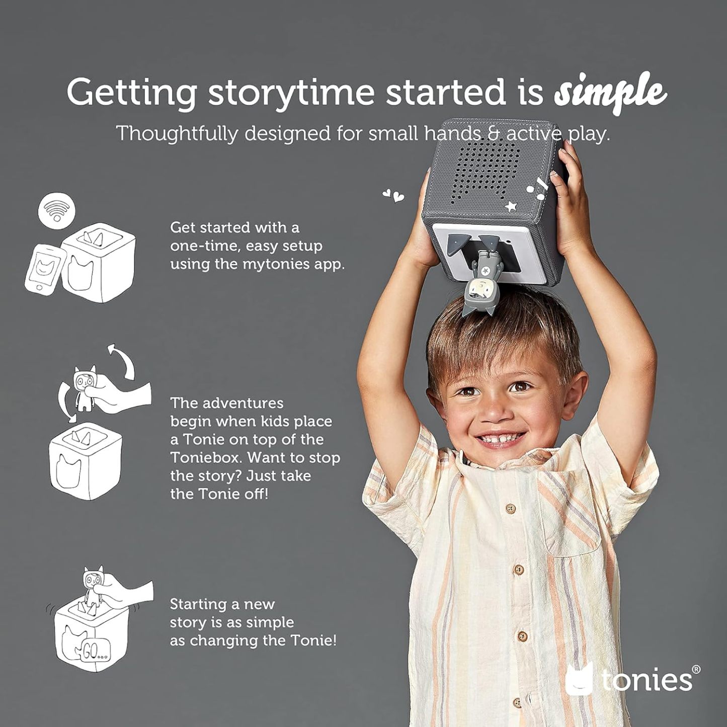 Toniebox 1 Audio Player Starter Set with Playtime Puppy - Listen, Learn, and Play with One Huggable Little Box - Light Blue