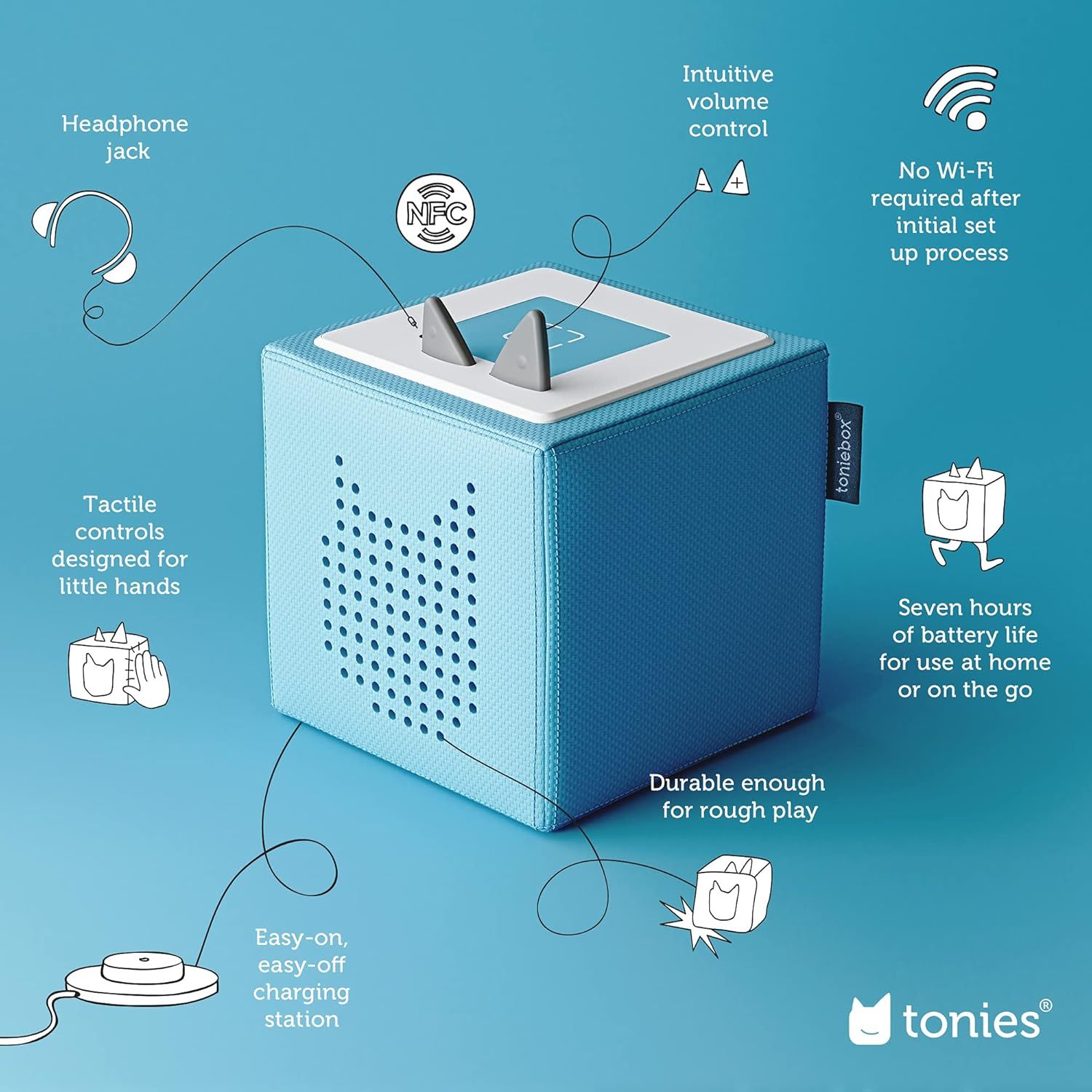 Toniebox 1 Audio Player Starter Set with Playtime Puppy - Listen, Learn, and Play with One Huggable Little Box - Light Blue