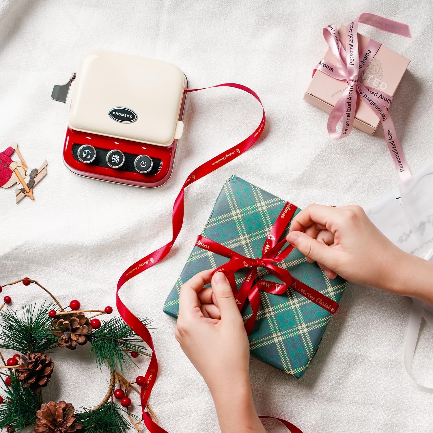 Retro Mini Bluetooth Ribbon Label Printer - Portable Inkless Maker for Gift Wrapping & DIY Crafts