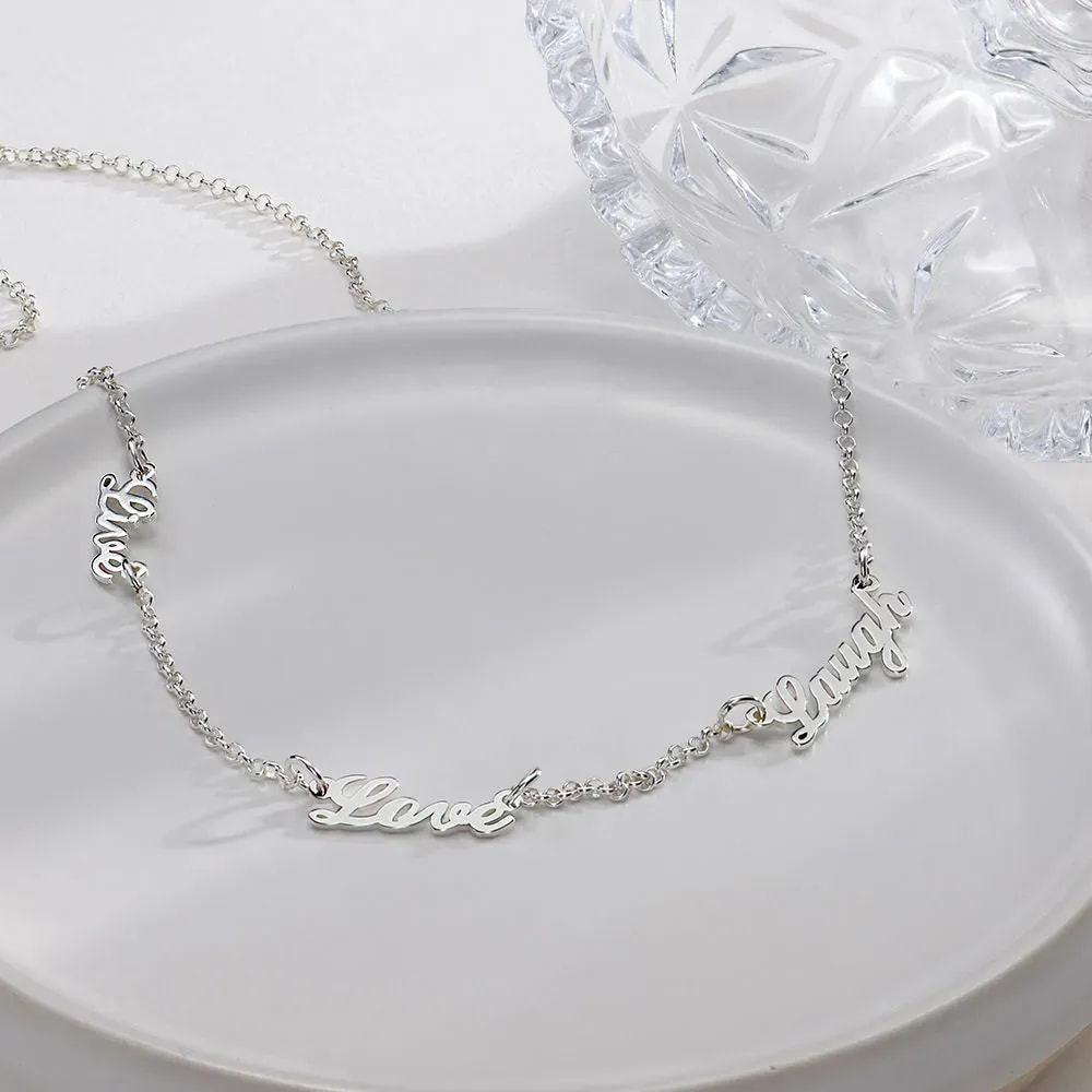 AS025 For Mother's Day Multiple Names Custom Cut Necklace Personalized Gift Stainless Steel Letter Necklace  Anniversary Valentine's Day