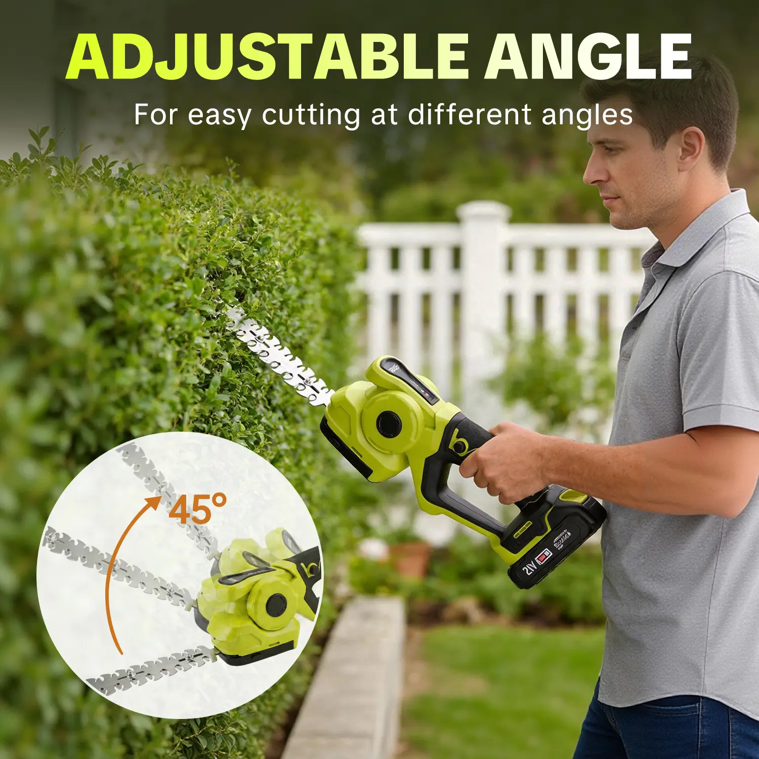 【FathersDayGift】SEESE Cordless 2-in-1 Grass Shear & Shrub Trimmer, Handheld Electric Hedge Trimmer, 2*21V Batteries,Lightweight for Lawn Hedge Garden Yard Maintenance fathersdaygift