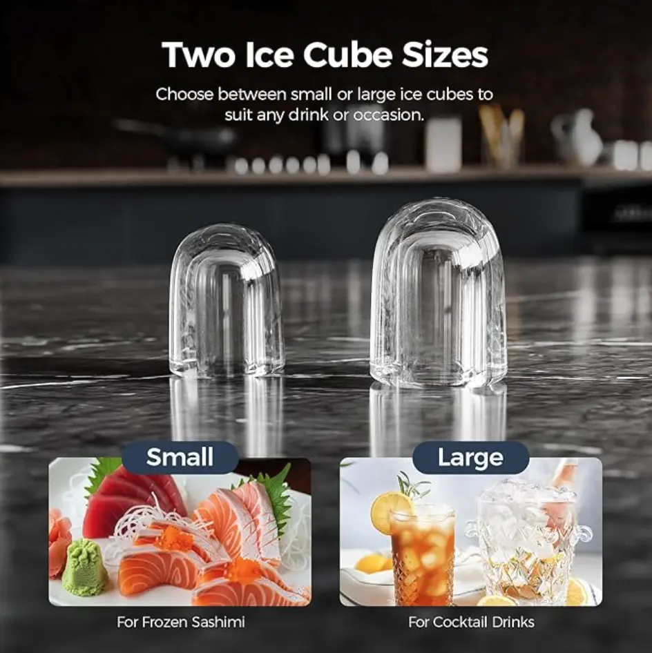 Antarctic Star Countertop Ice Maker Machine, 8 Ice Cubes in 6 mins, 26lb/Day Ice with 2 Sizes- Portable Mini, Energy Saving & Basket/Scoop for Home/Party/Travel/Camping/Bar, Dark Black