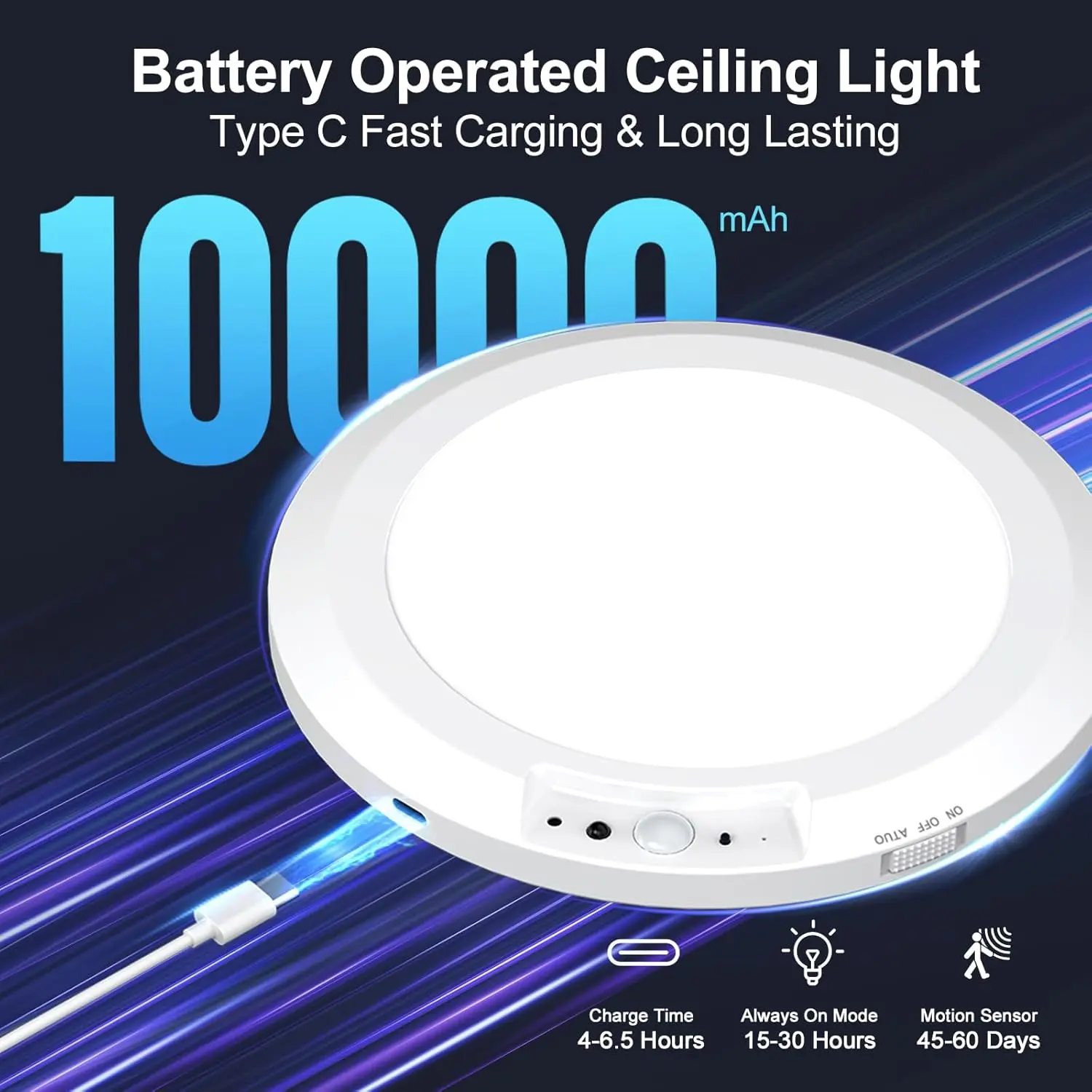  🔥Hot Sale 50% Off Motion Sensor Ceiling Light 🔋 – Rechargeable, Magnetic & Wireless w/ Remote, for Closet/Shower/Stairs/Hallway/Patio 🏠