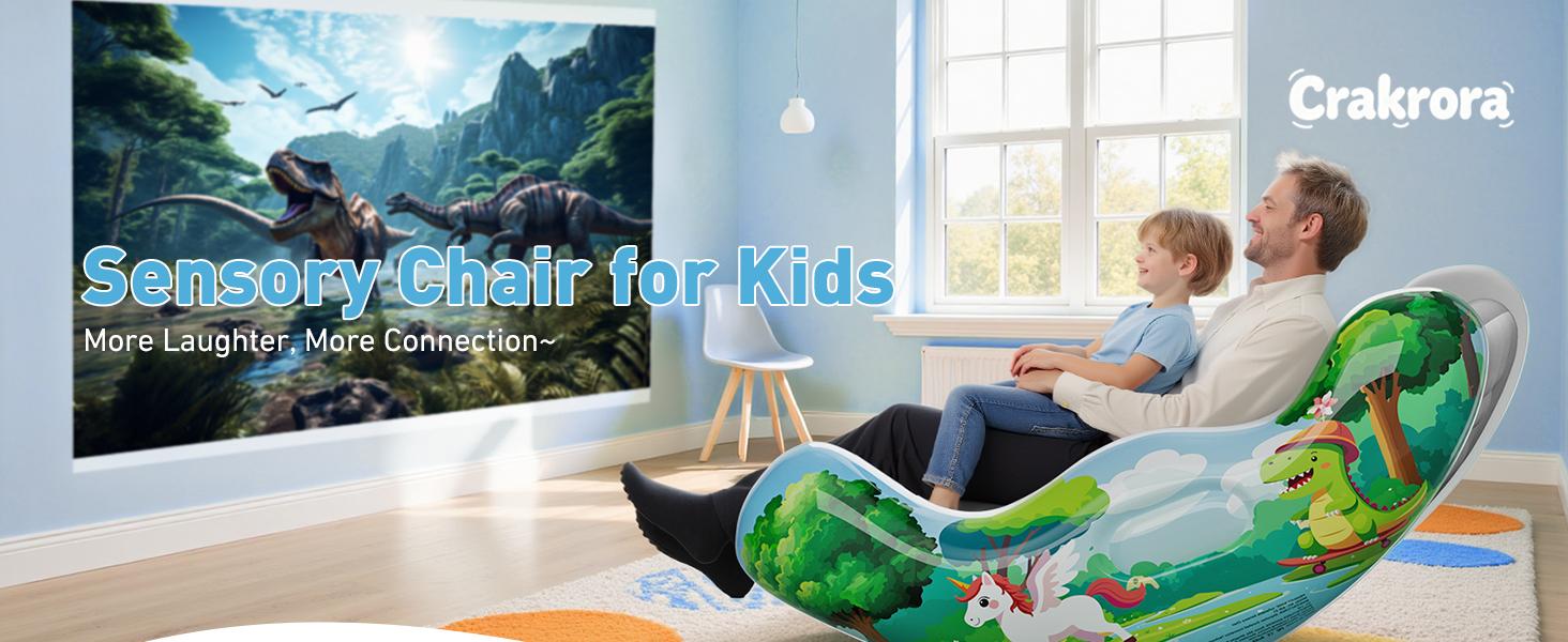 Crakrora Rocking Sensory Chair for Kids Baby Inflatable Air Cloud Rocker Sofa for Autism ADHD Toddlers 3-8 Years Gifts Premium PVC Leak-Proof Portable Inflation Self-Soothing Motor Skills Training