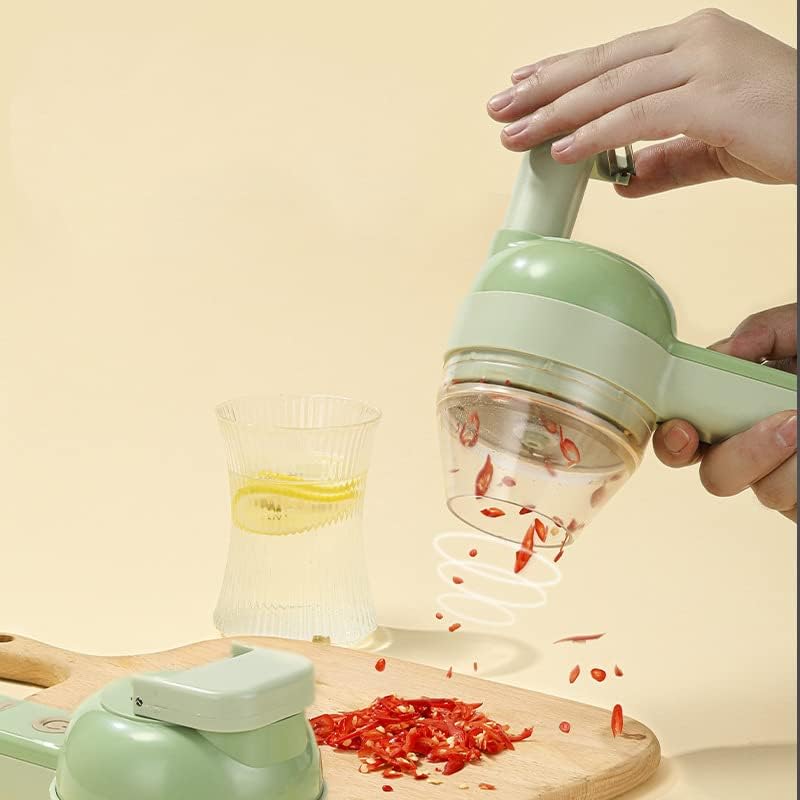 [Limited-Time Offer] Electric Vegetable Cutter, 4 in 1 Handheld Vegetable Chopper, Mini Wireless Food Processor, Vegetable Slicer Garlic Cutter for Garlic Pepper Chili Onion Celery Ginger Meat(Type 1)