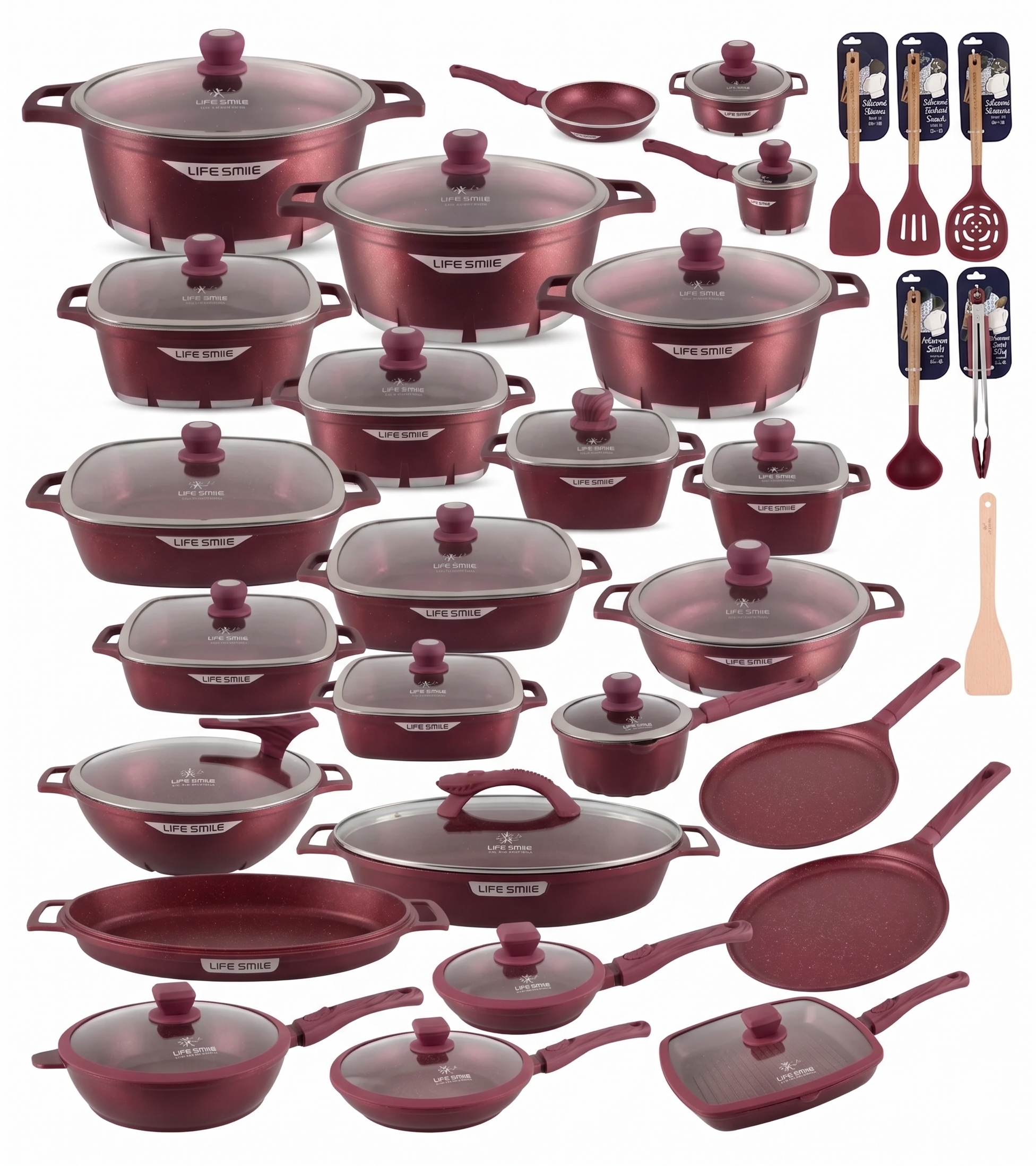 🎉Anniversary Sale - Cookware Set Pieces Non Stick Multi Layer Granite Coating
