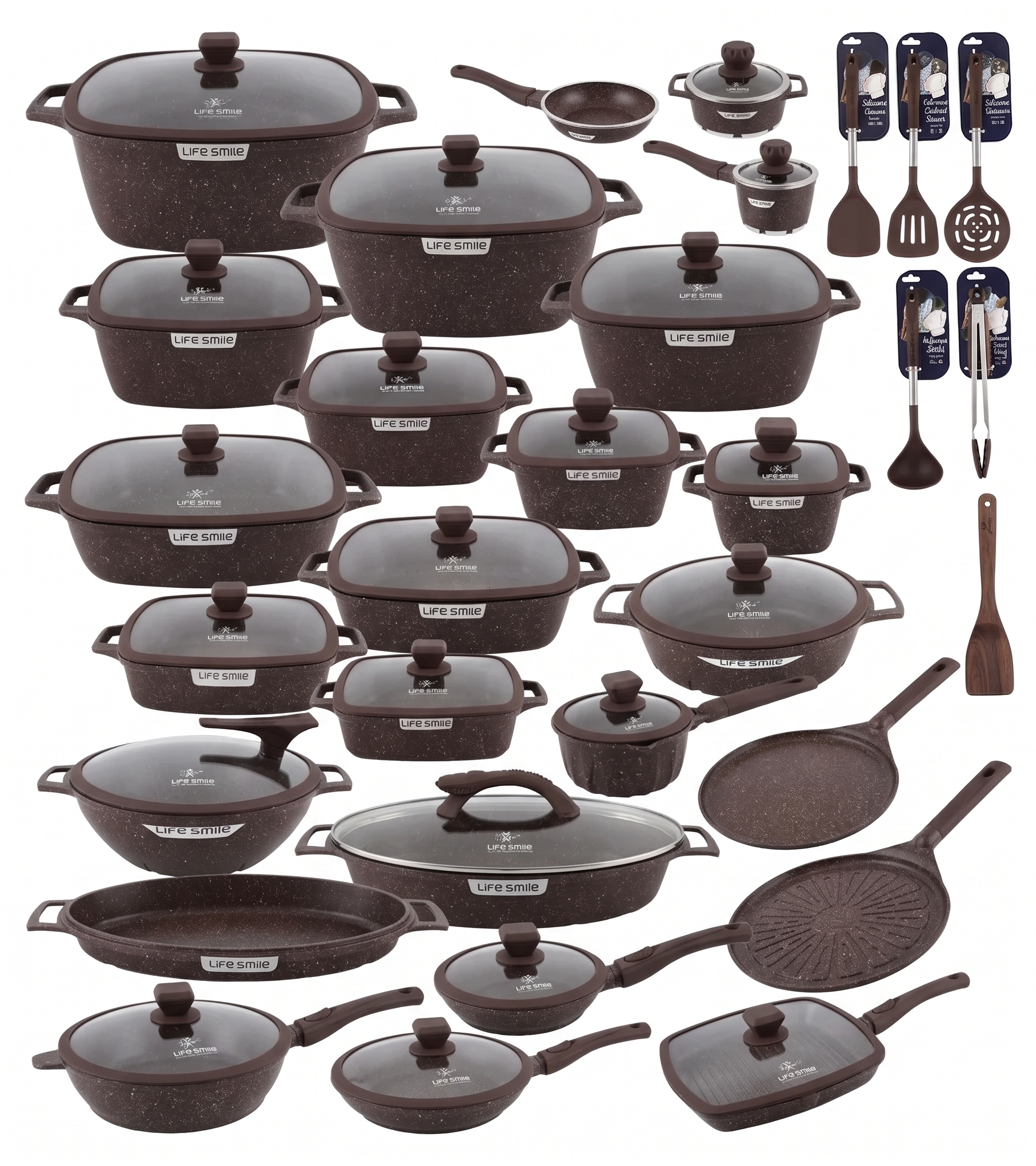 🎉Anniversary Sale - Cookware Set Pieces Non Stick Multi Layer Granite Coating