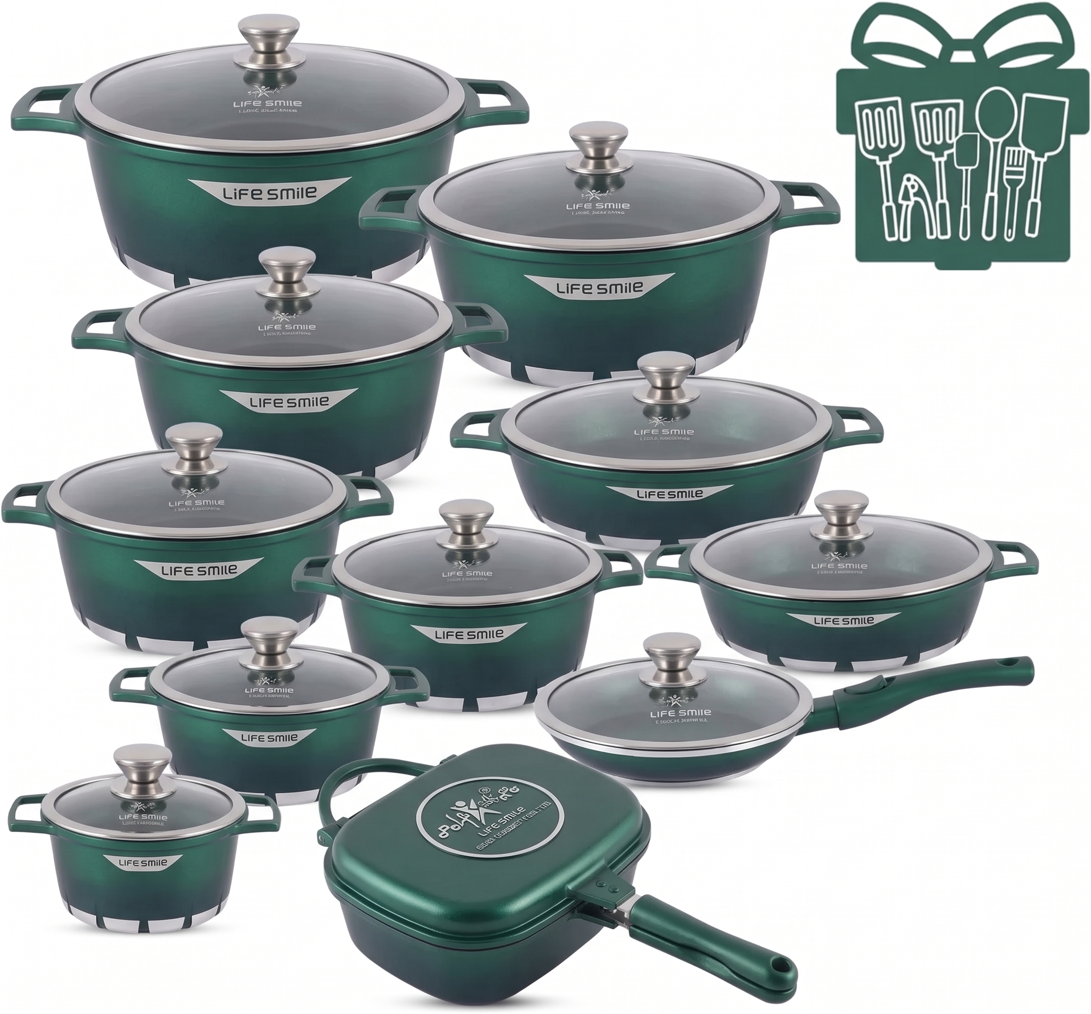 🎉Anniversary Sale - Cookware Set Pieces Non Stick Multi Layer Granite Coating