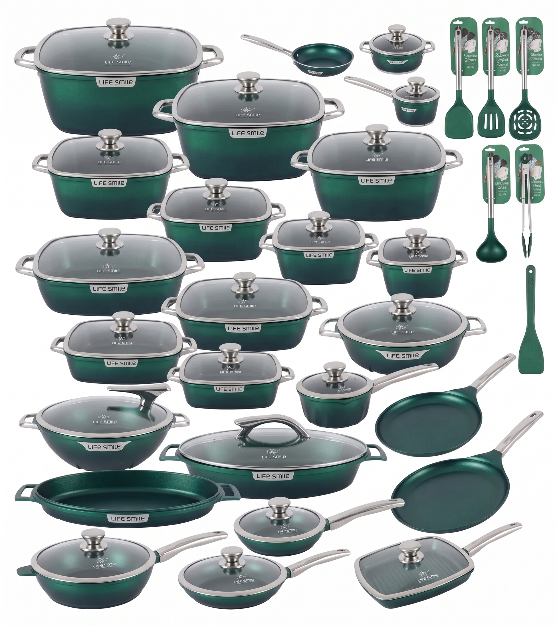 🎉Anniversary Sale - Cookware Set Pieces Non Stick Multi Layer Granite Coating