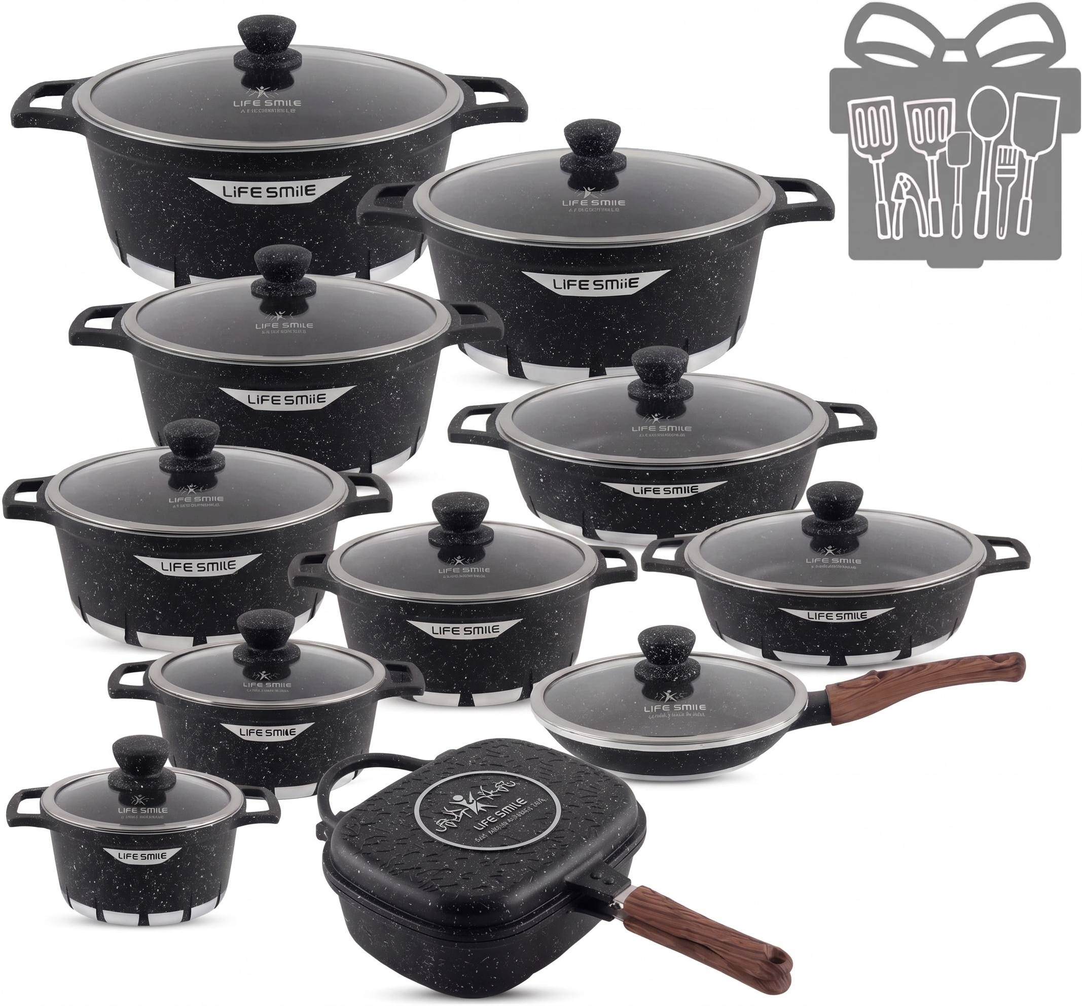 🎉Anniversary Sale - Cookware Set Pieces Non Stick Multi Layer Granite Coating