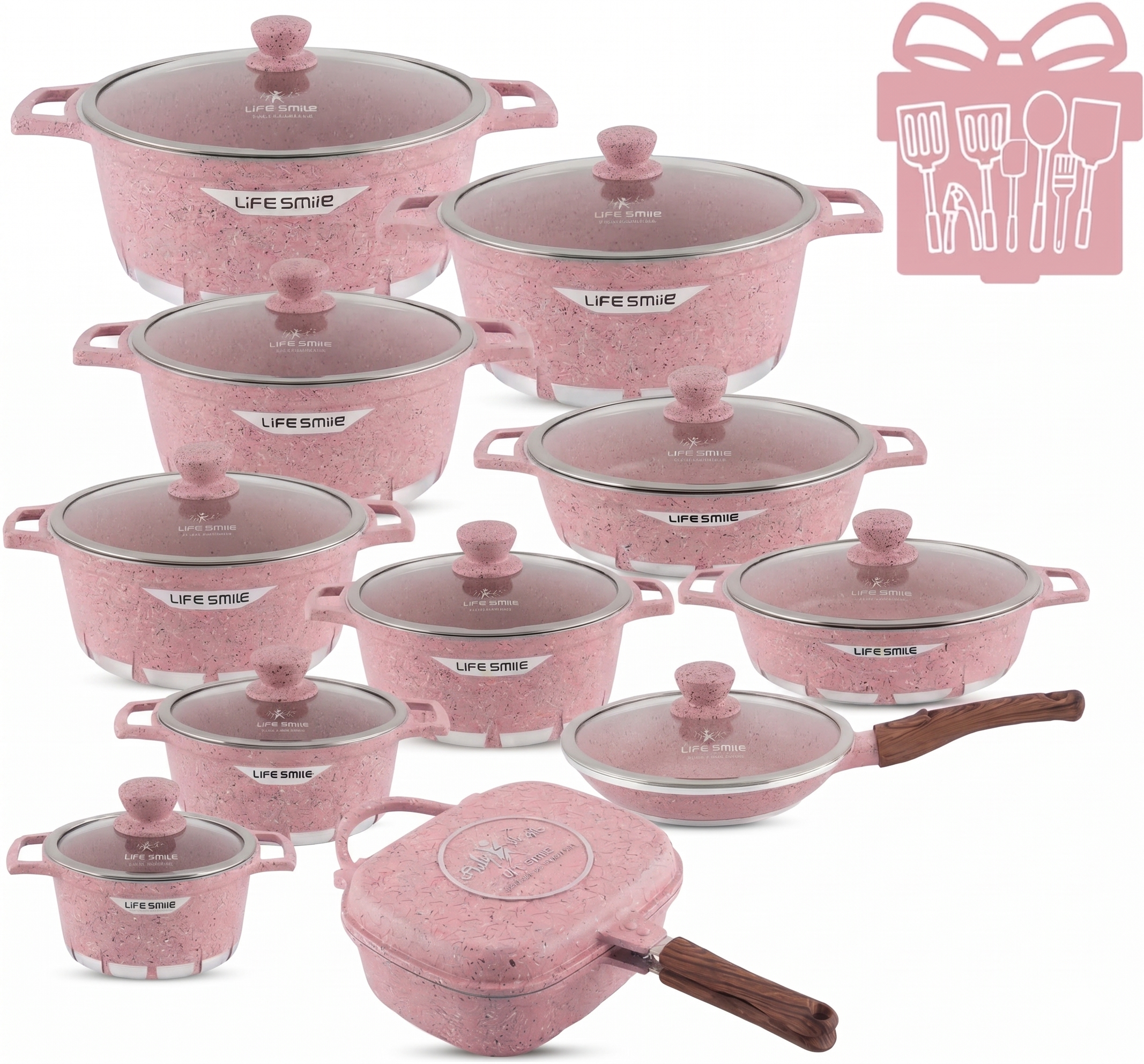 🎉Anniversary Sale - Cookware Set Pieces Non Stick Multi Layer Granite Coating