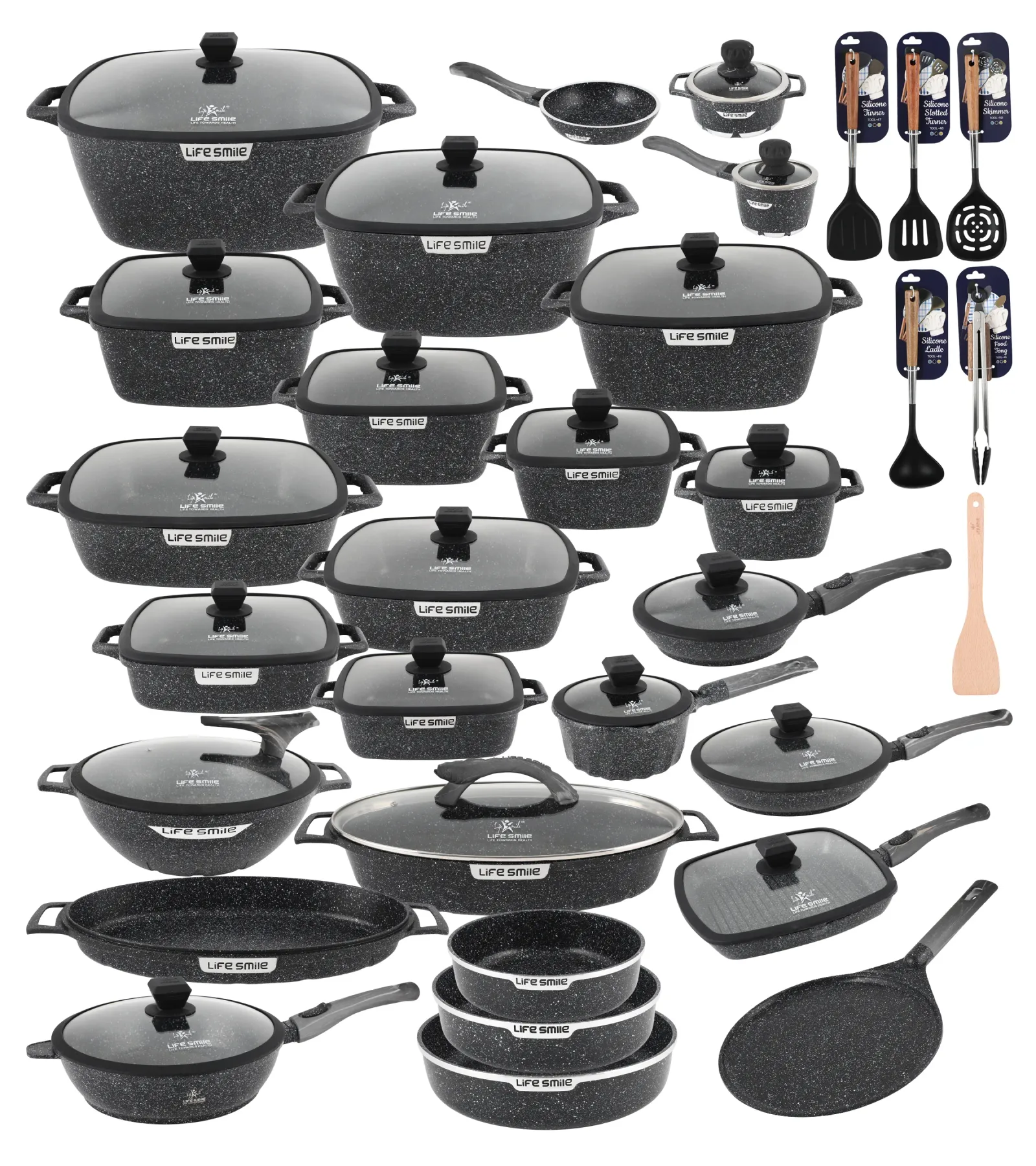 🎉Anniversary Sale - Cookware Set Pieces Non Stick Multi Layer Granite Coating