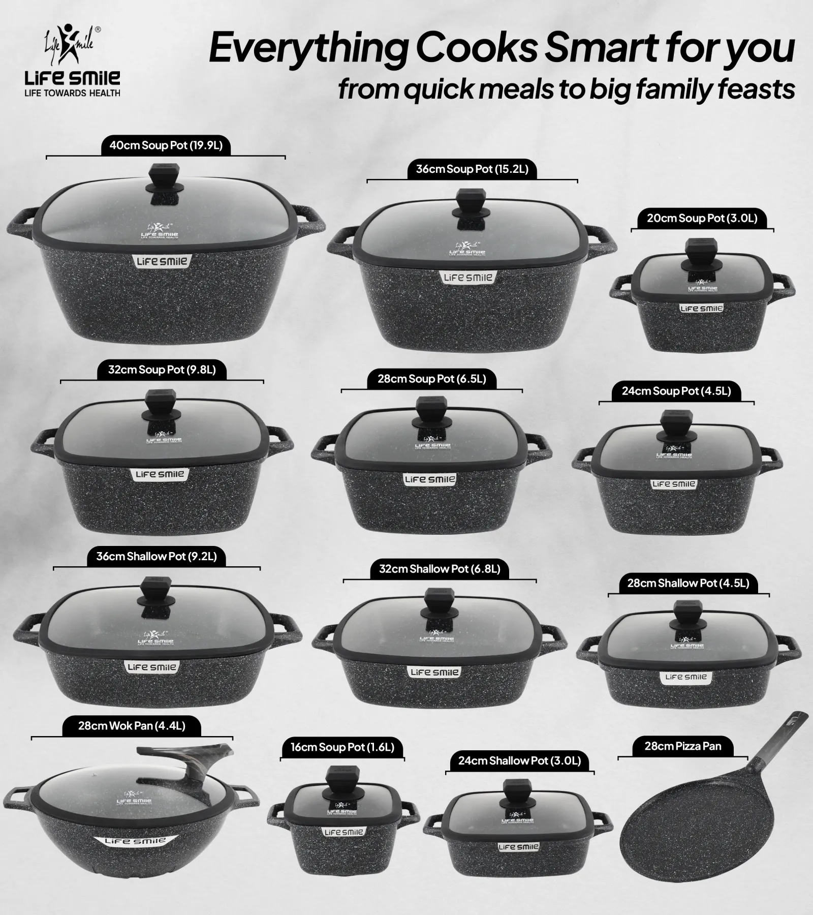 🎉Anniversary Sale - Cookware Set Pieces Non Stick Multi Layer Granite Coating