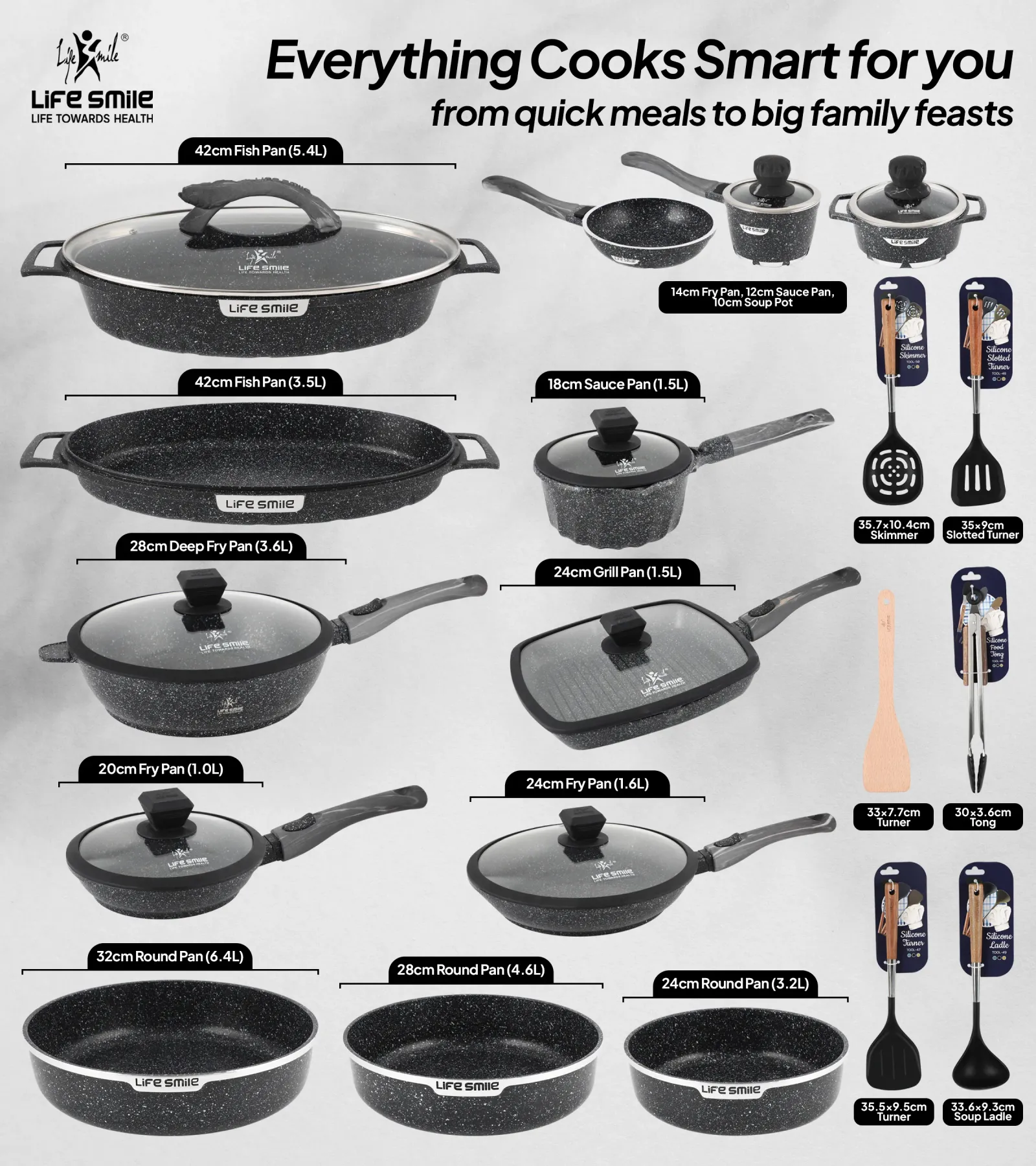 🎉Anniversary Sale - Cookware Set Pieces Non Stick Multi Layer Granite Coating