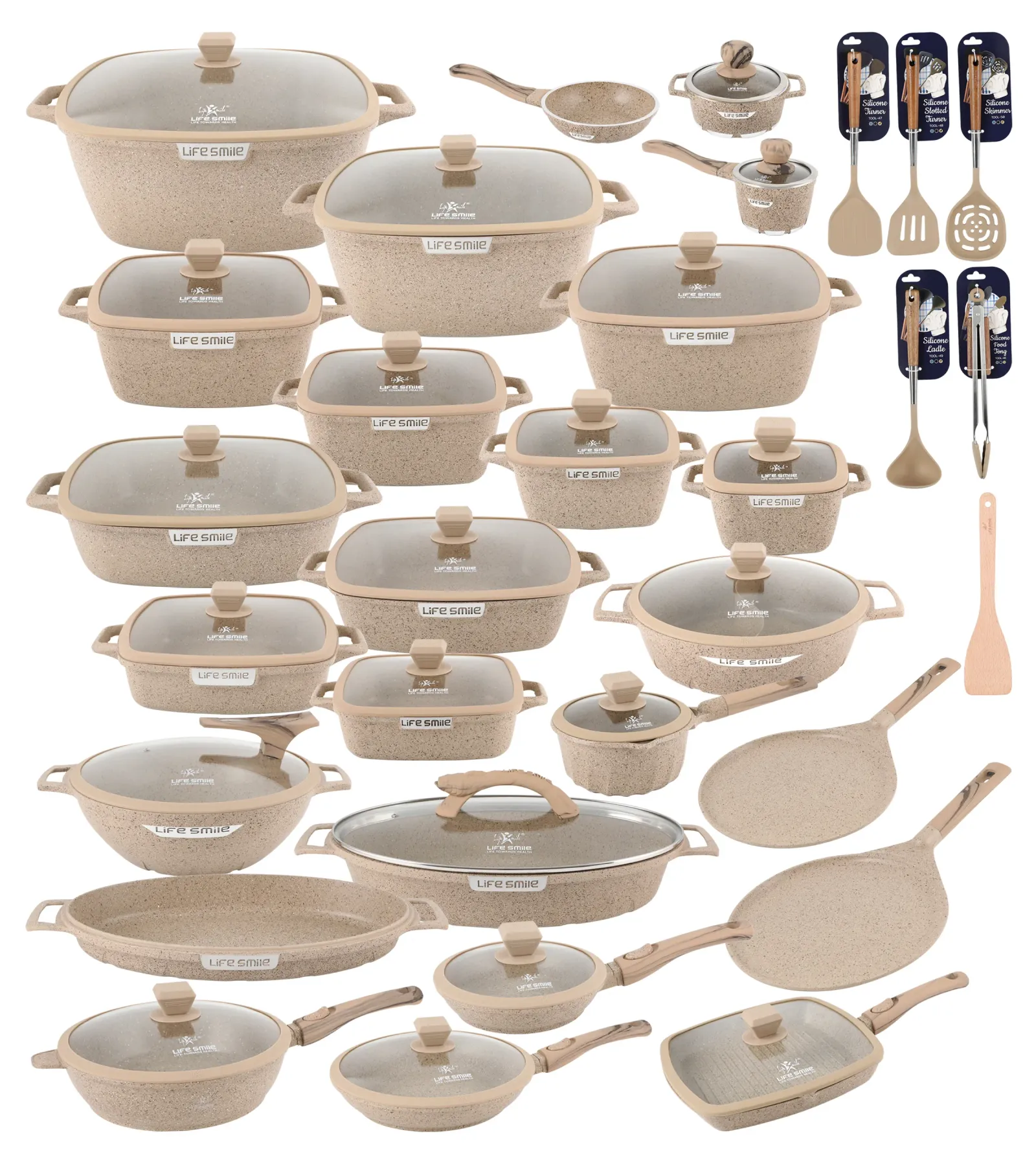 🎉Anniversary Sale - Cookware Set Pieces Non Stick Multi Layer Granite Coating