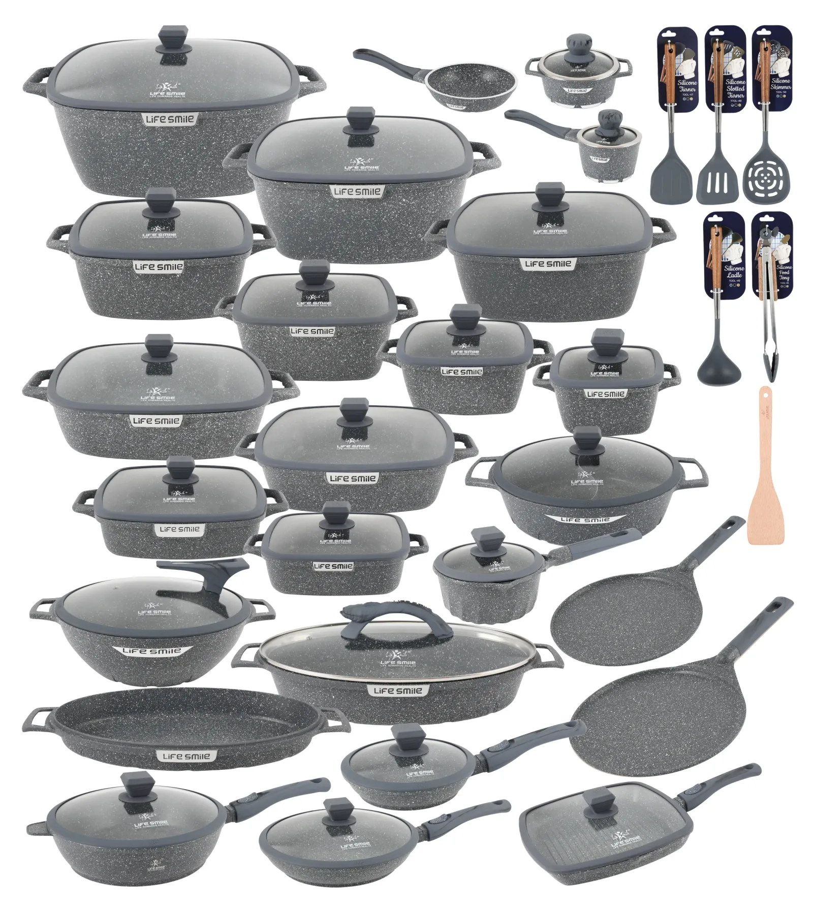 🎉Anniversary Sale - Cookware Set Pieces Non Stick Multi Layer Granite Coating