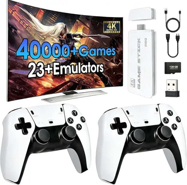 Mass Games Retro Game Console with 40000+ Built-in Games 19 Emulators 2 Wireless Controllers 4K Output & 64GB SD Card Perfect for Kids & Adults - Portable Gaming System,TikTokShopBlackFriday