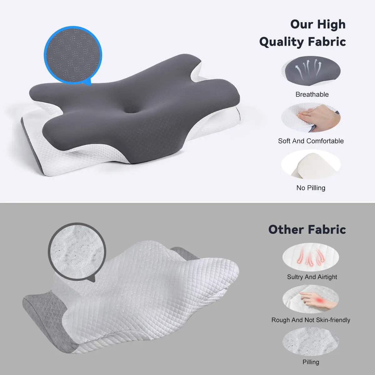 VIPfree Cooling Memory Neck Pillow, Adjustable Ergonomic Memory Foam Neck Pillows, Cervical Support, Breathable & Removable Pillowcase, Mother's Gift summerwins