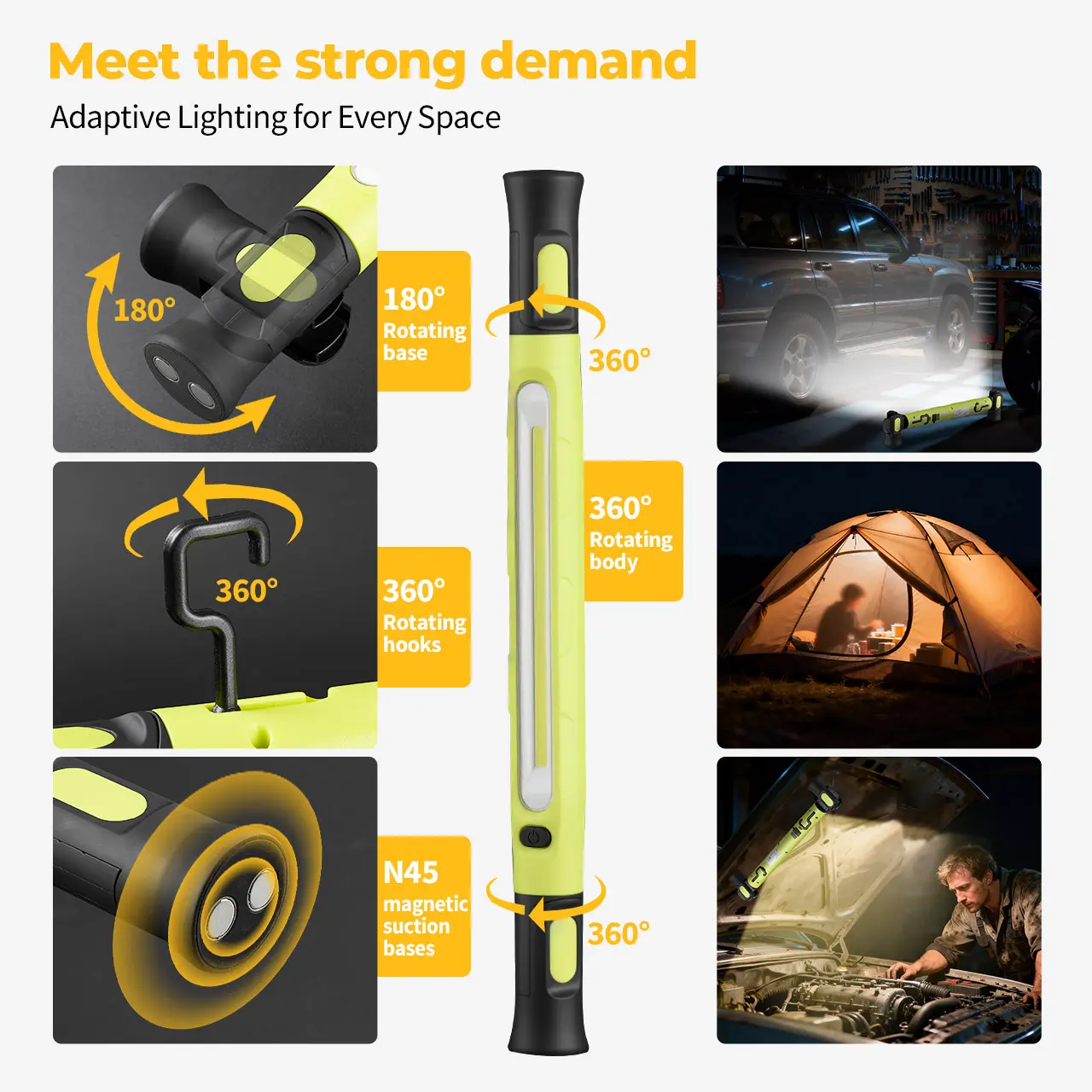 3000LM LED Under Hood Work Light Bar - Magnetic Rechargeable Car Repair Lamp 🚗💡