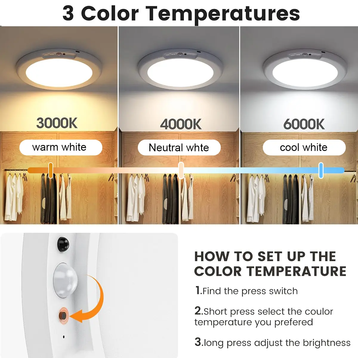  🔥Hot Sale 50% Off Motion Sensor Ceiling Light 🔋 – Rechargeable, Magnetic & Wireless w/ Remote, for Closet/Shower/Stairs/Hallway/Patio 🏠