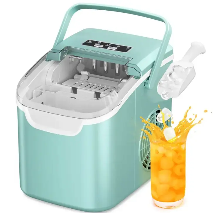 Antarctic Star Countertop Ice Maker Machine, 8 Ice Cubes in 6 mins, 26lb/Day Ice with 2 Sizes- Portable Mini, Energy Saving & Basket/Scoop for Home/Party/Travel/Camping/Bar, Dark Black