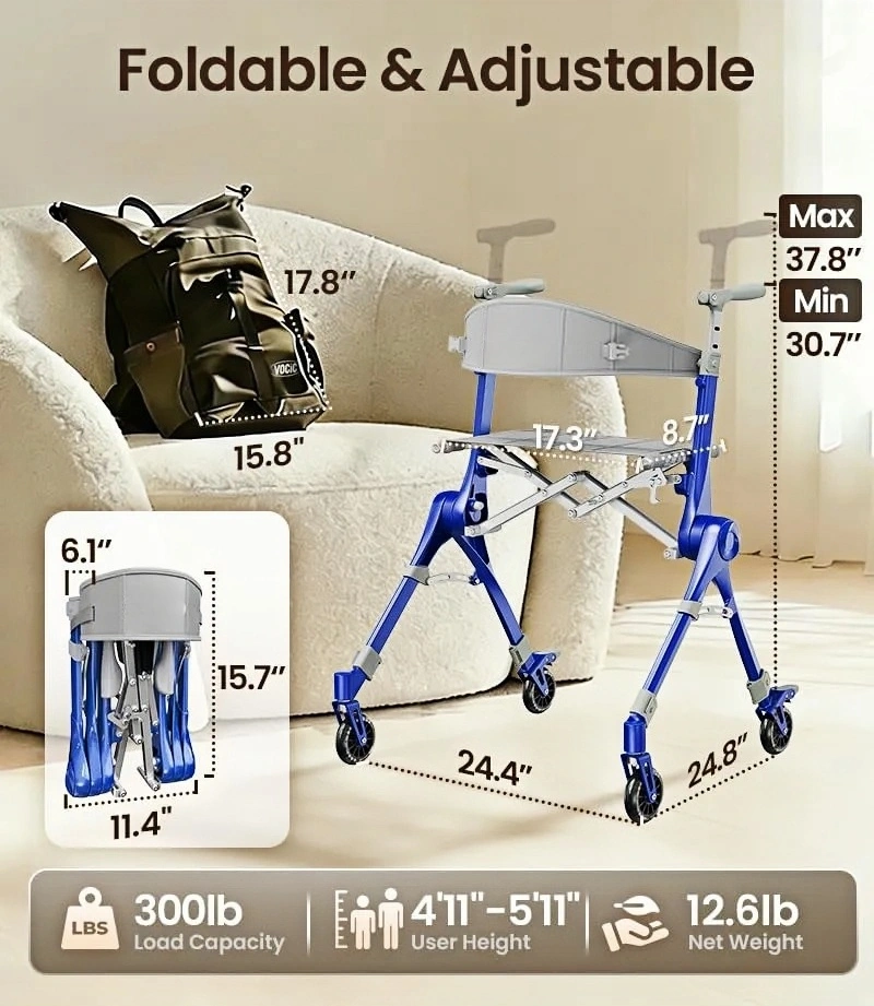 VOCIC Z35 PackGo Foldable Lightweight Rollator Walker
