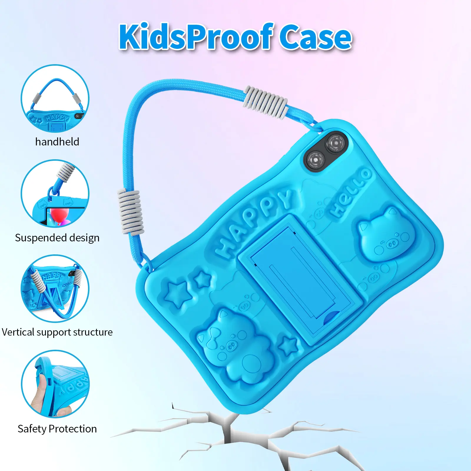 Kids Tablet 10 inch Android 15 - Pink/Blue