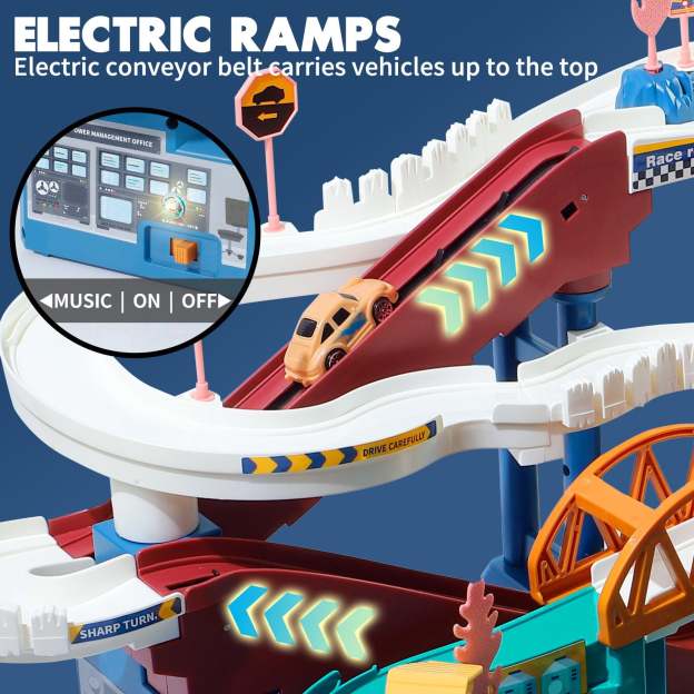 ⏰ LAST DAY 60% OFF 💥 Dinosaur Race Track Playset Toys for Kids Car Ramp Track Set Toys Adventure Car Garage Parking Toy