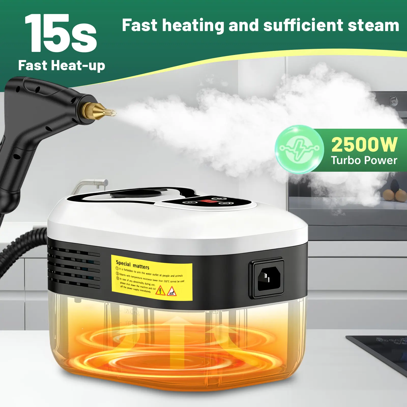105°C High-Pressure Handheld Steam Cleaner | 10-Piece Accessory Kit 💨✨