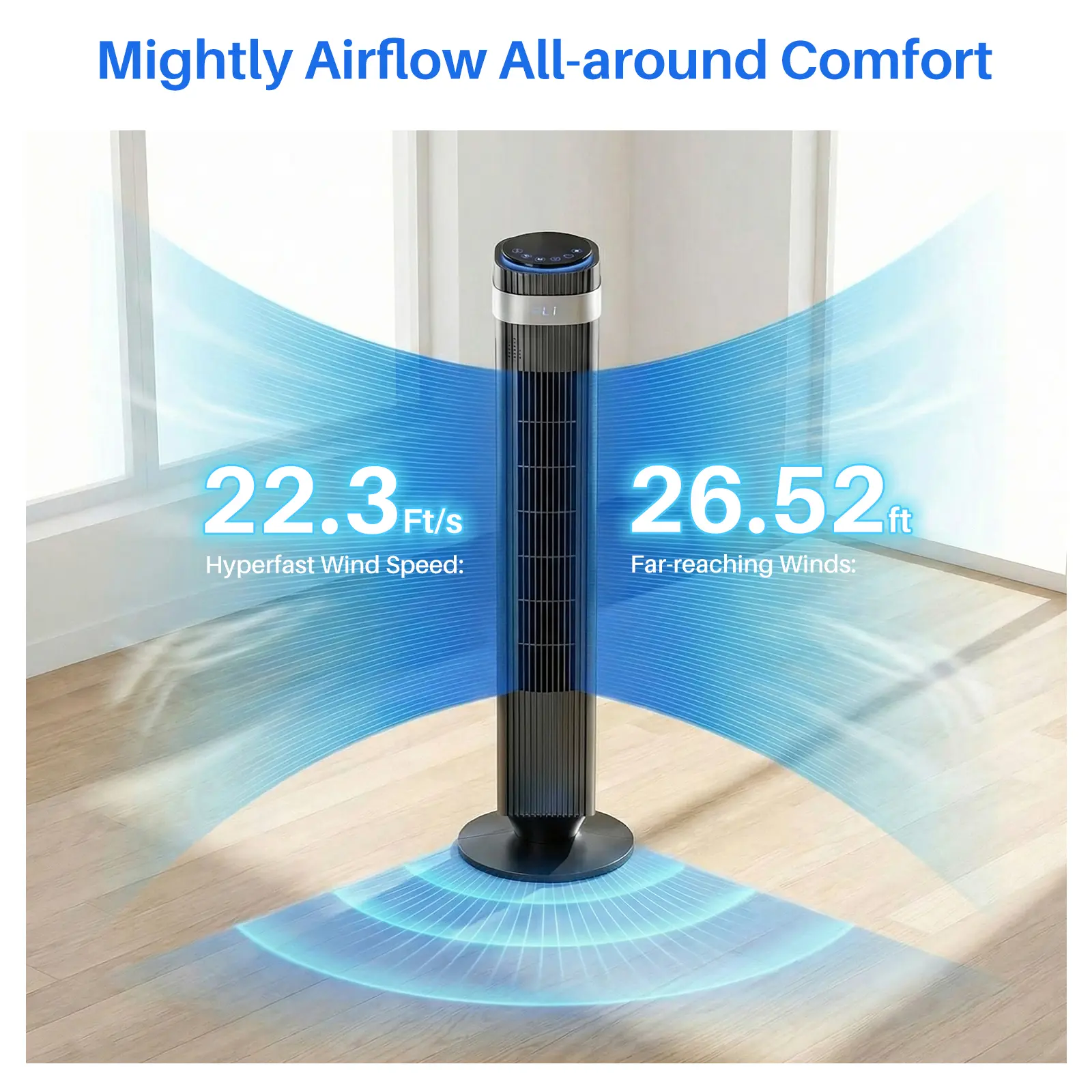 🔥Summer Sale 45% OFF🔥Silent Bladeless Tower Fan | 28dB Quiet Standing Fan for Bedroom